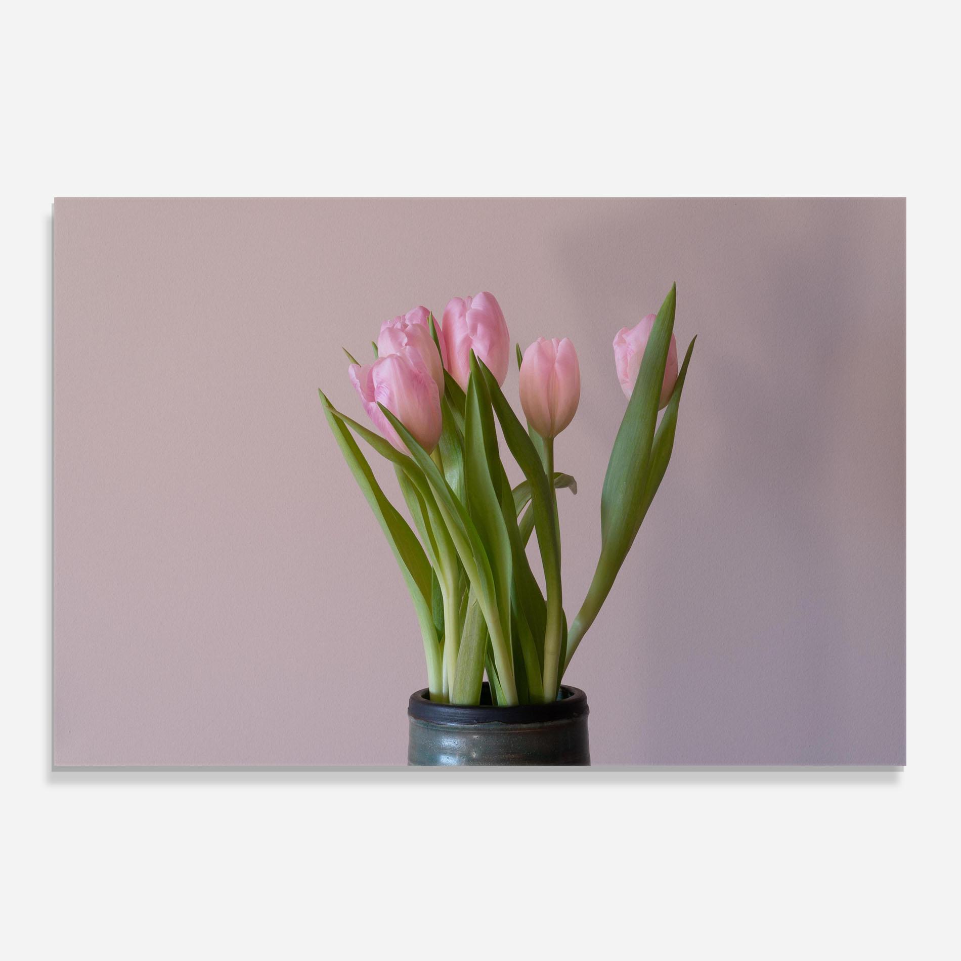 Panou Sticla Bucatarie Pink Tulips Vase mockup 0