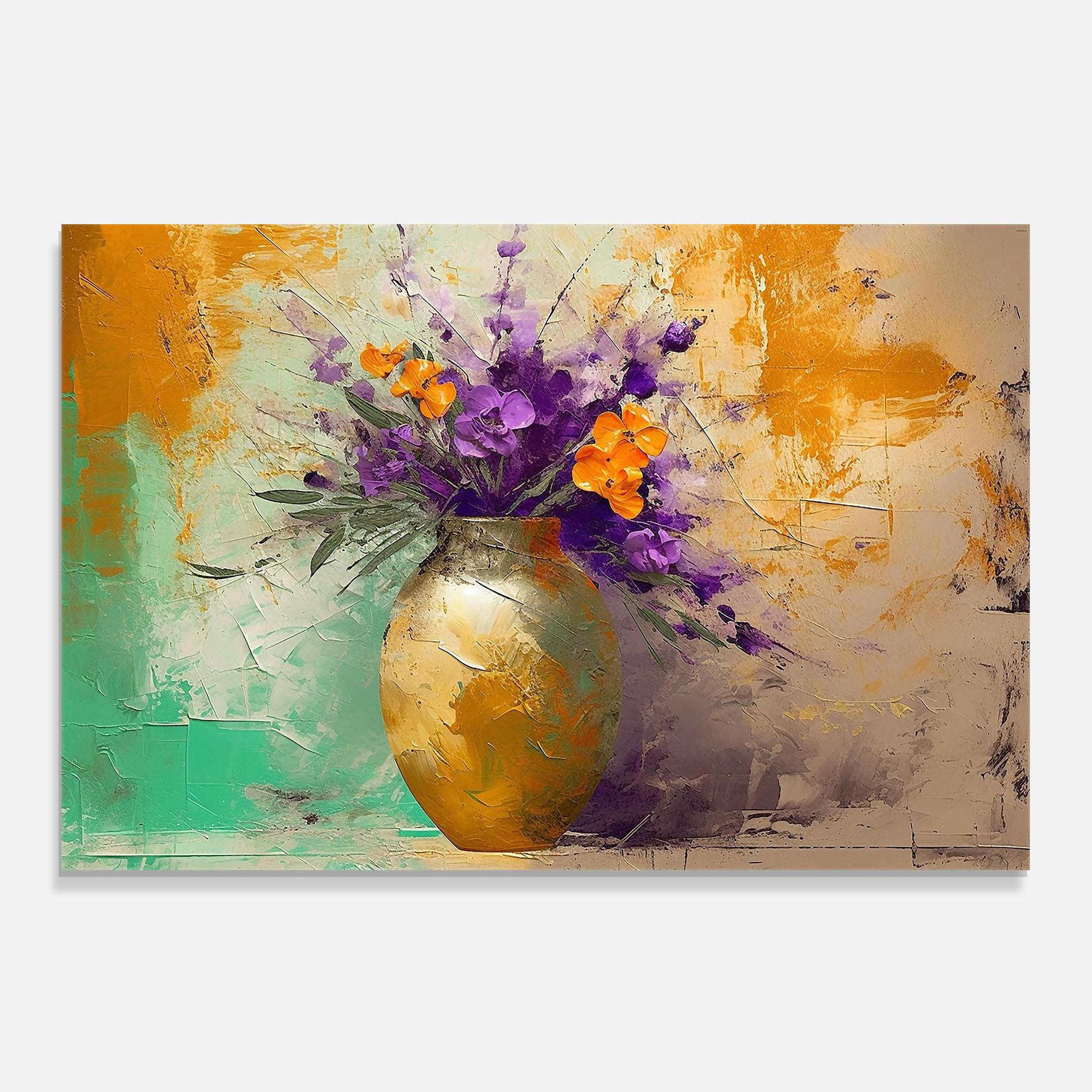 Panou Sticla Bucatarie Purple Orange Plant Vase mockup 0