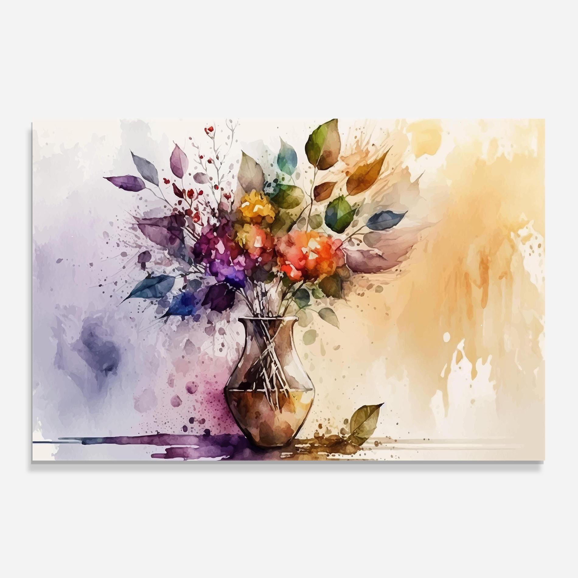 Panou Sticla Bucatarie Purple Orange Vase mockup 0