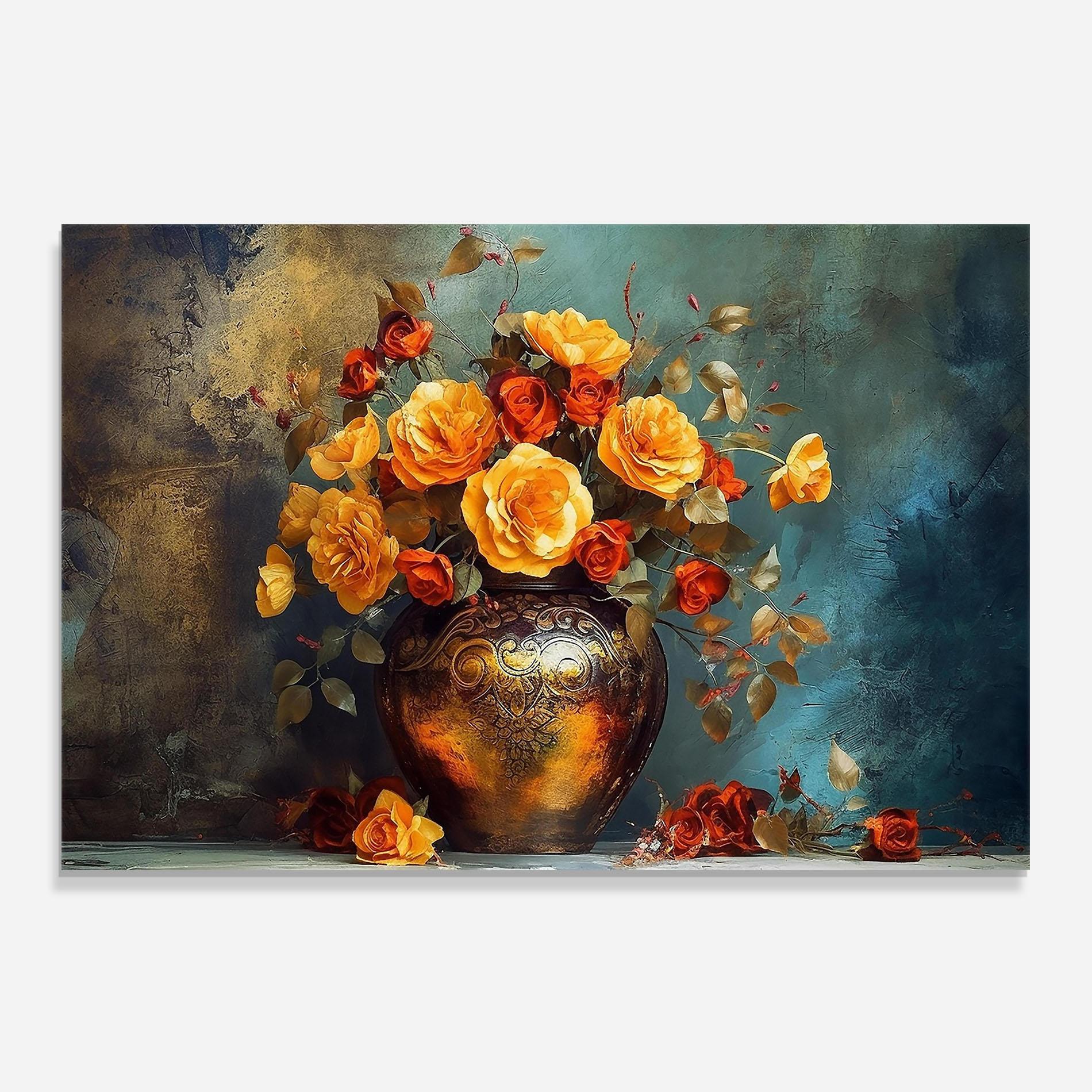 Panou Sticla Bucatarie Red Orange Flower Vase mockup 0