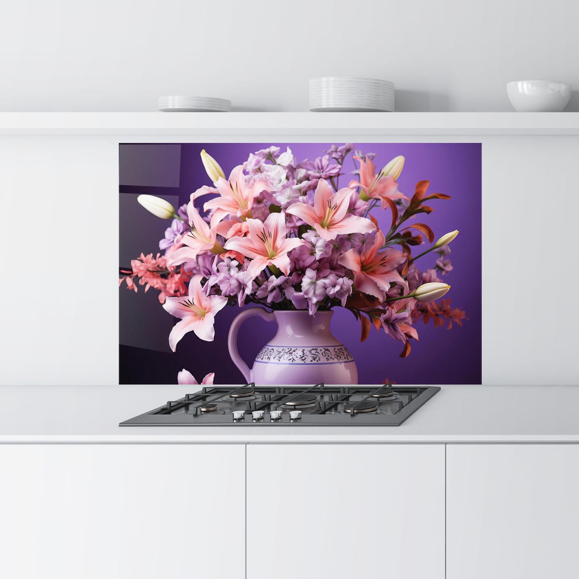 Panou Sticla Bucatarie Cute Purple Vase mockup 9
