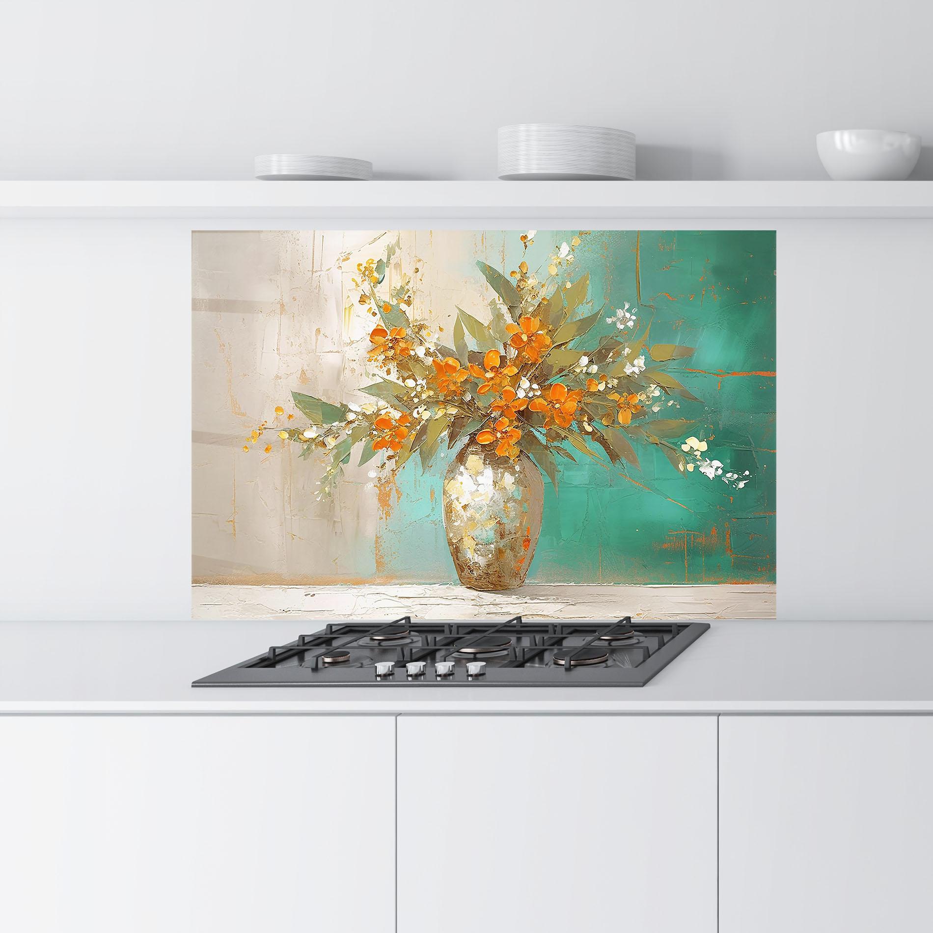 Panou Sticla Bucatarie Grey Vase Orange mockup 9