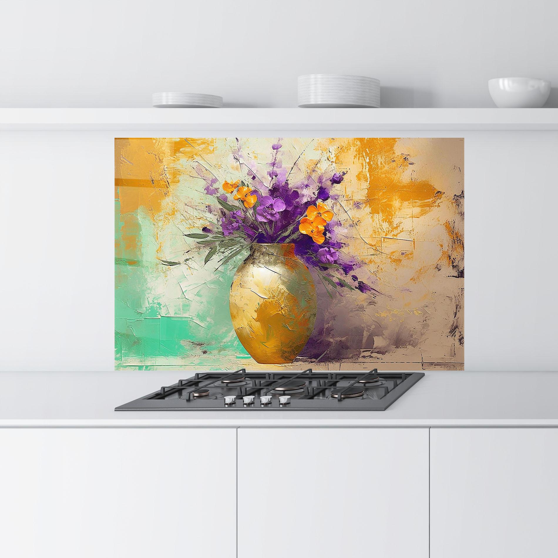 Panou Sticla Bucatarie Purple Orange Plant Vase mockup 9