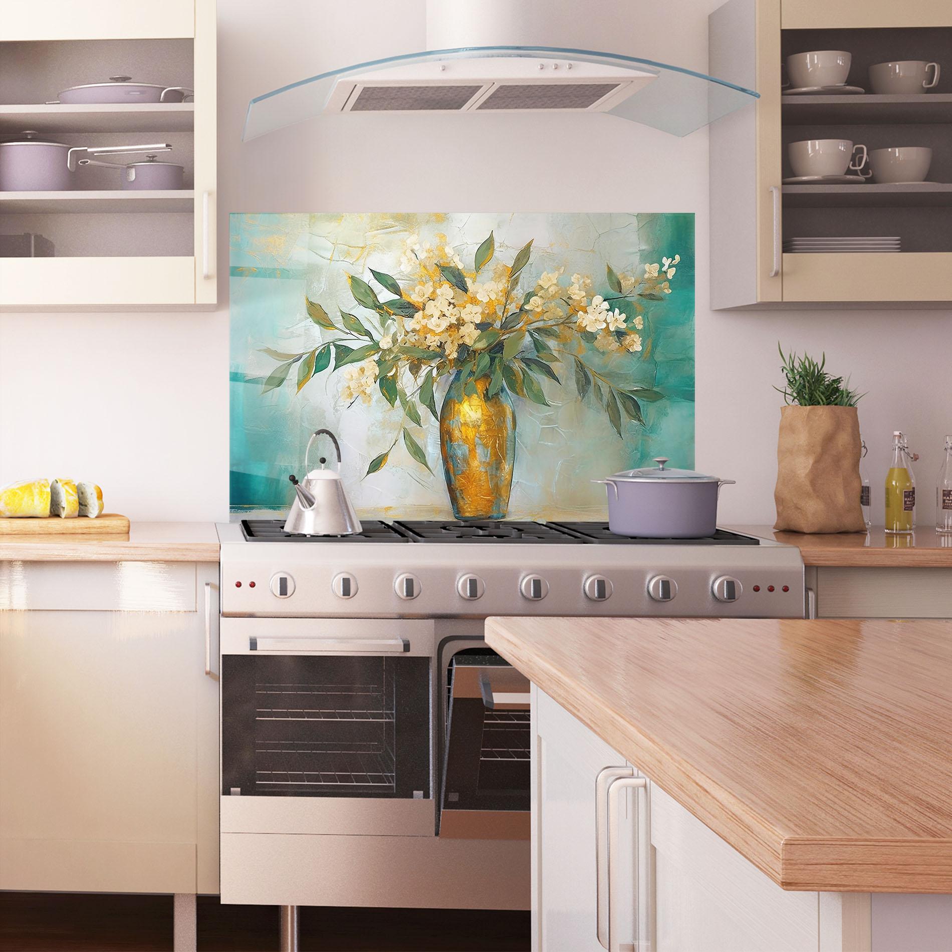 Panou Sticla Bucatarie Abstract Vase Art mockup 1