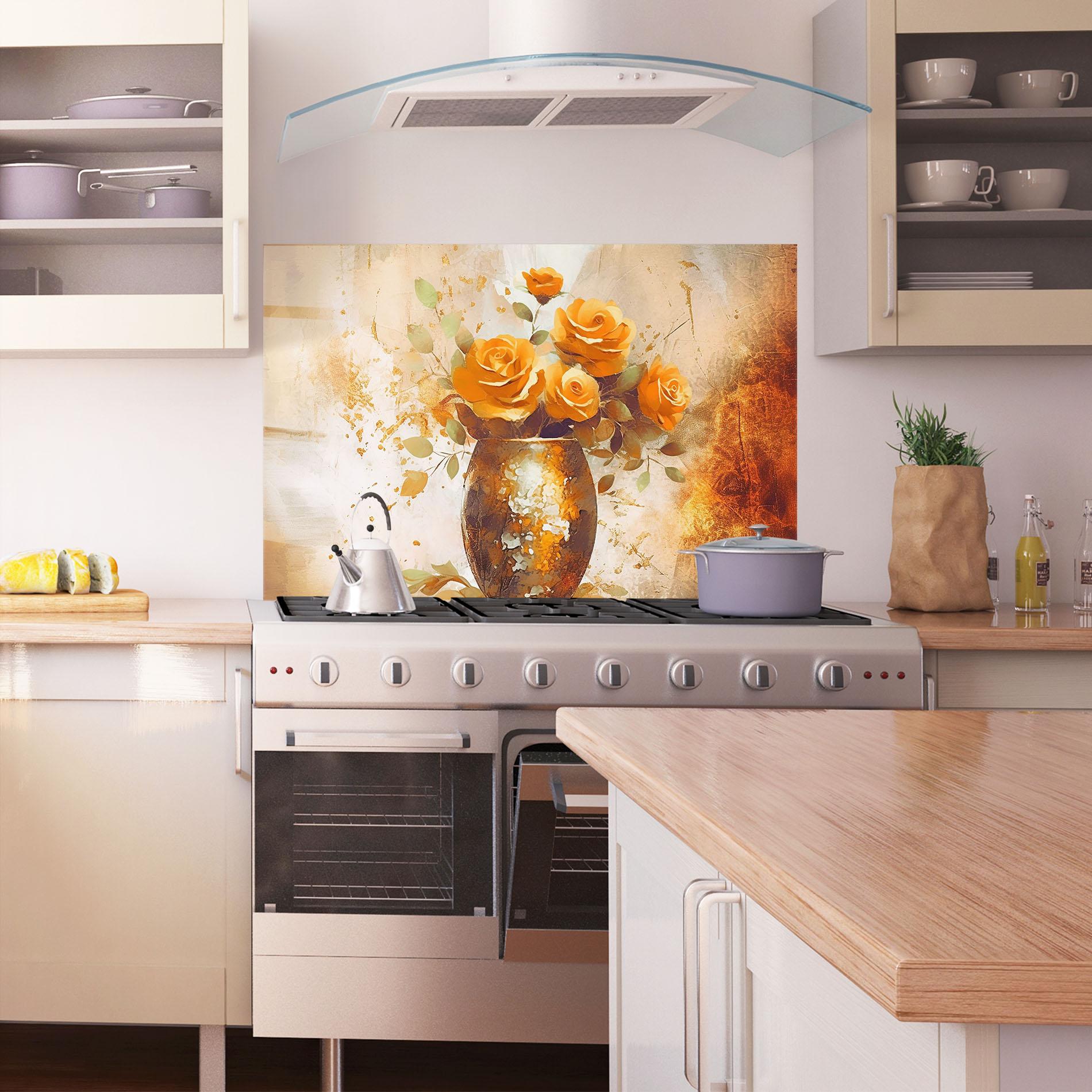 Panou Sticla Bucatarie Brown Vase Art mockup 1