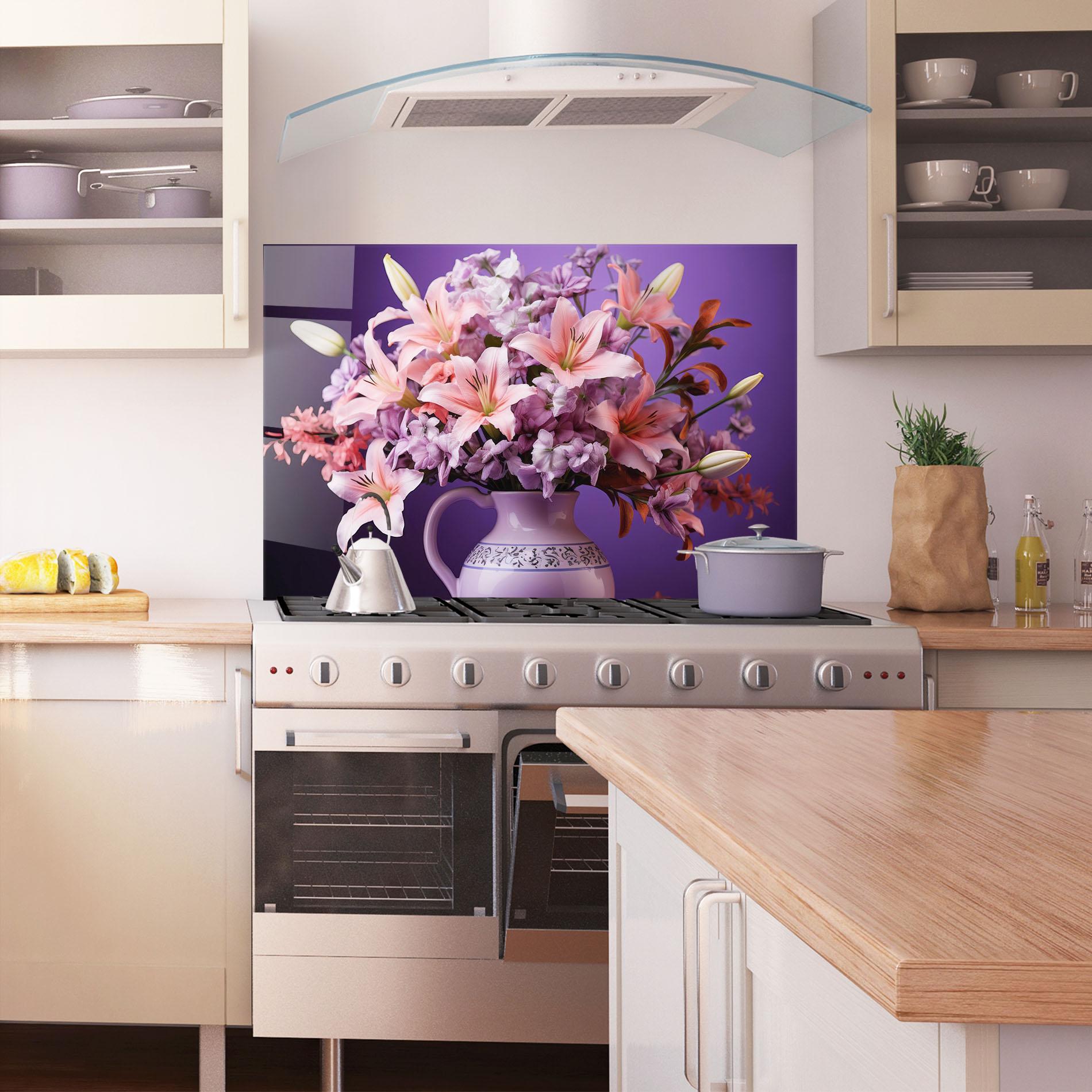 Panou Sticla Bucatarie Cute Purple Vase mockup 1