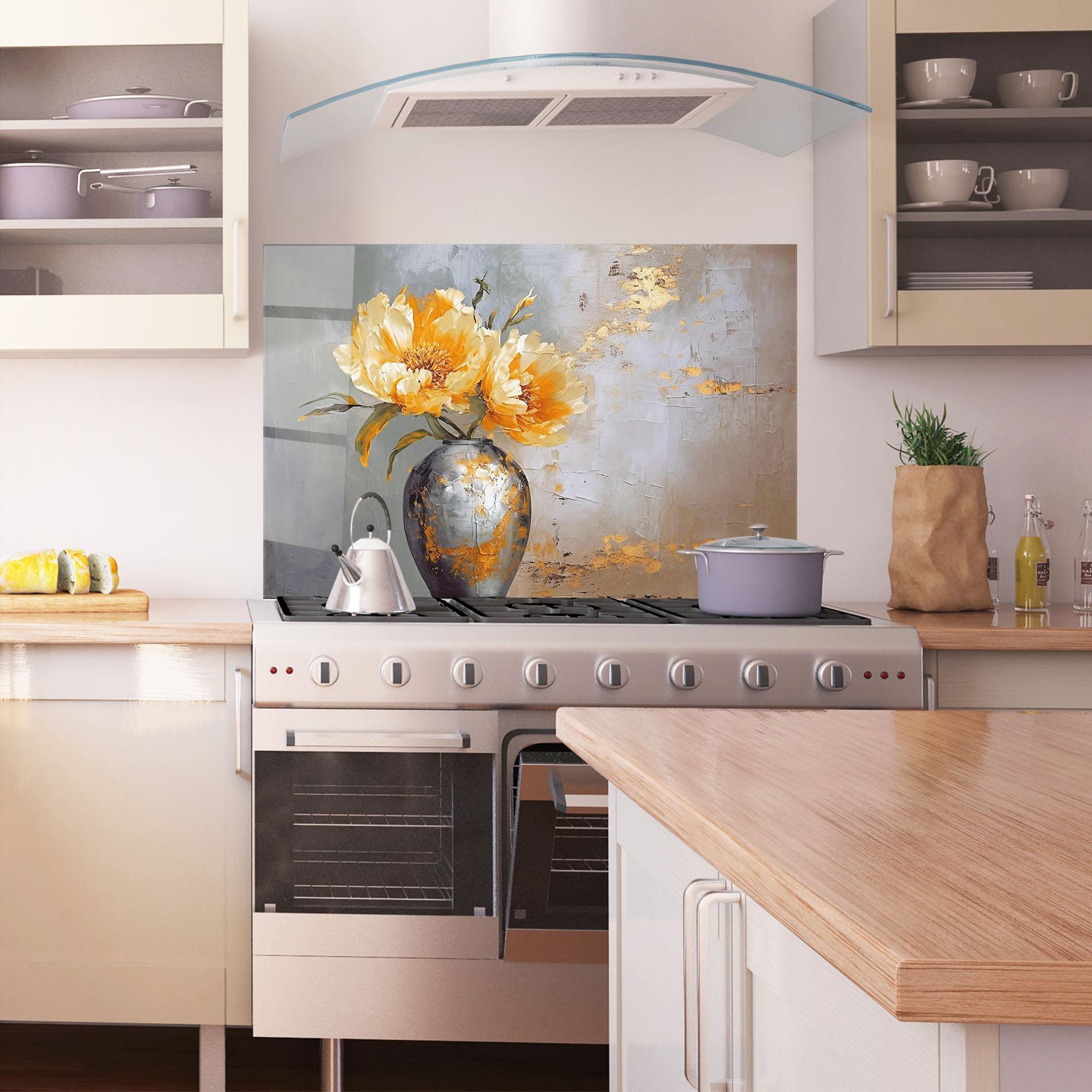 Panou Sticla Bucatarie Grey Painting Vase mockup 1