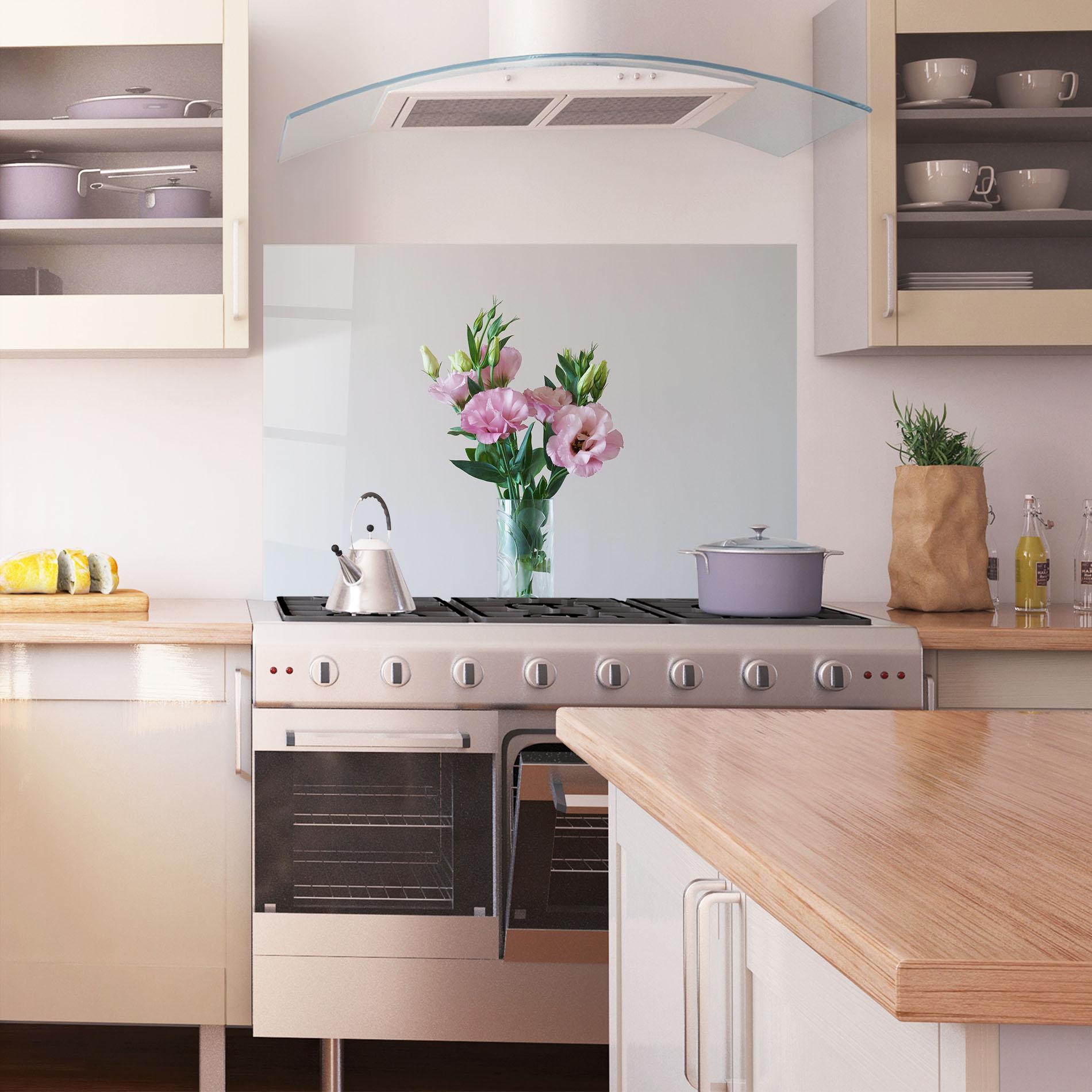 Panou Sticla Bucatarie Pretty Pink Flower Vase mockup 1