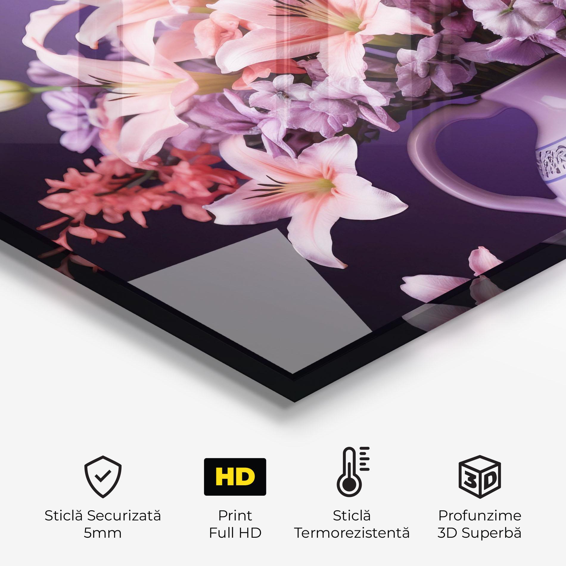 Panou Sticla Bucatarie Cute Purple Vase mockup 2