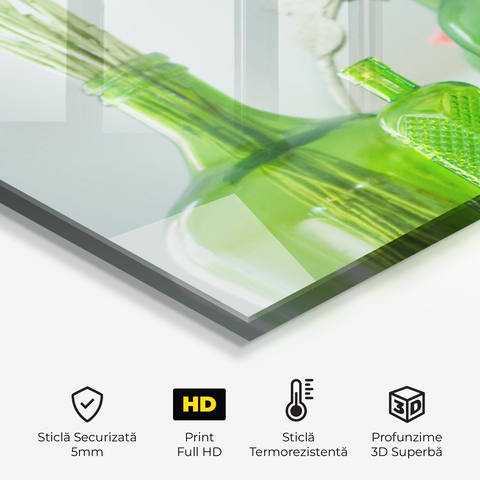 Panou Sticla Bucatarie Green Vase Flowers mockup 2