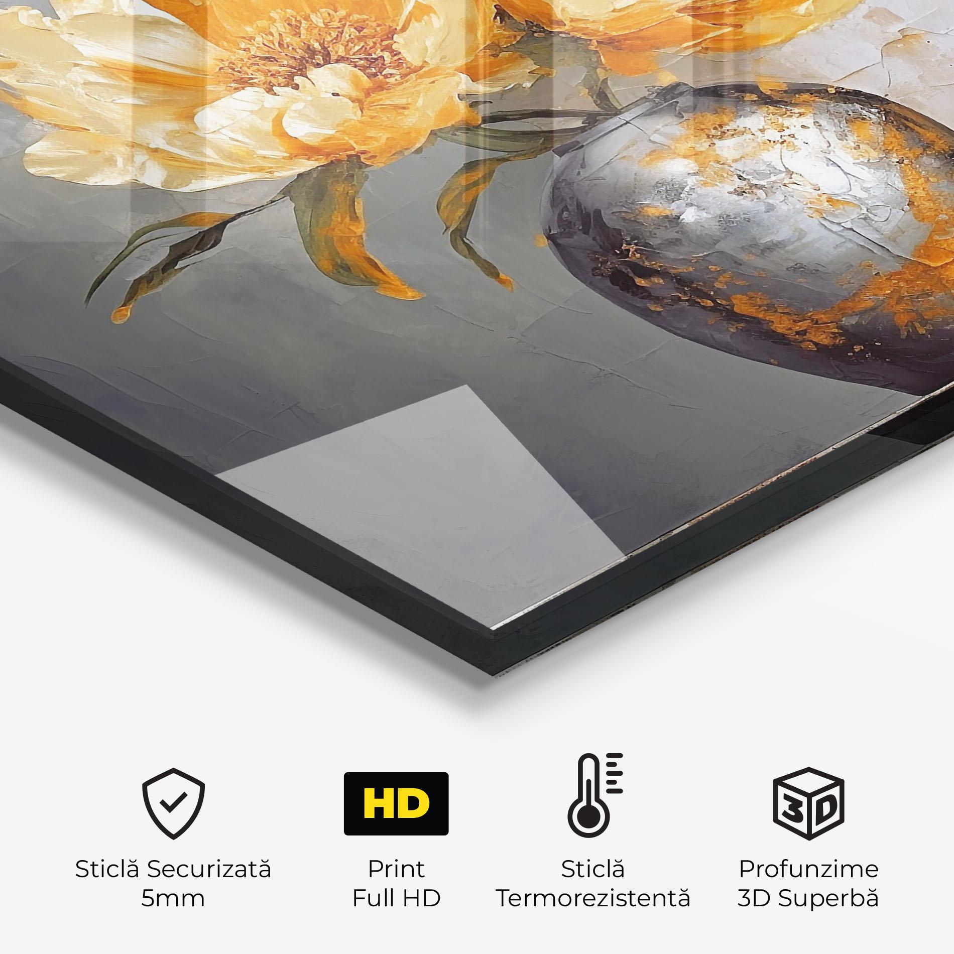 Panou Sticla Bucatarie Grey Painting Vase mockup 2