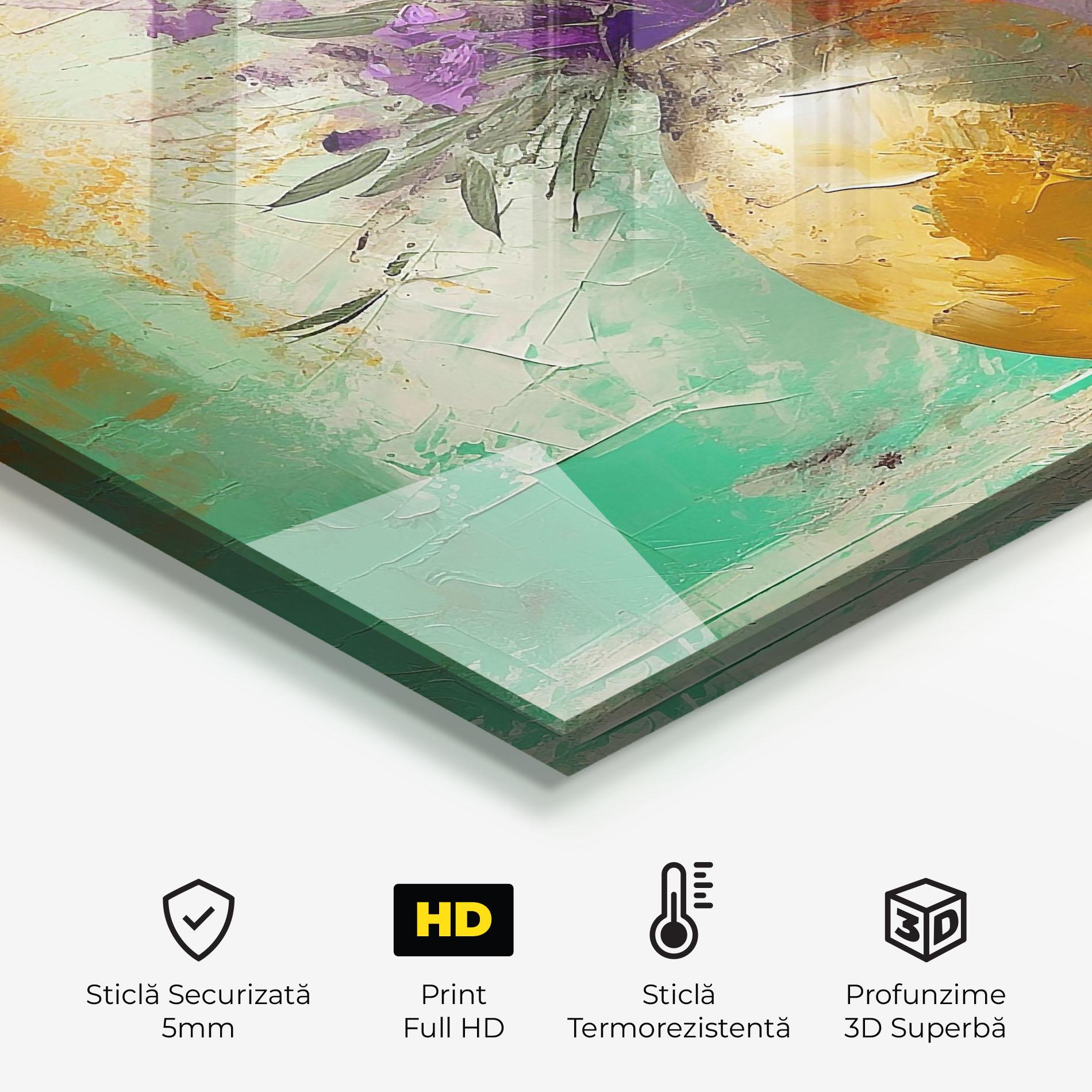 Panou Sticla Bucatarie Purple Orange Plant Vase mockup 2