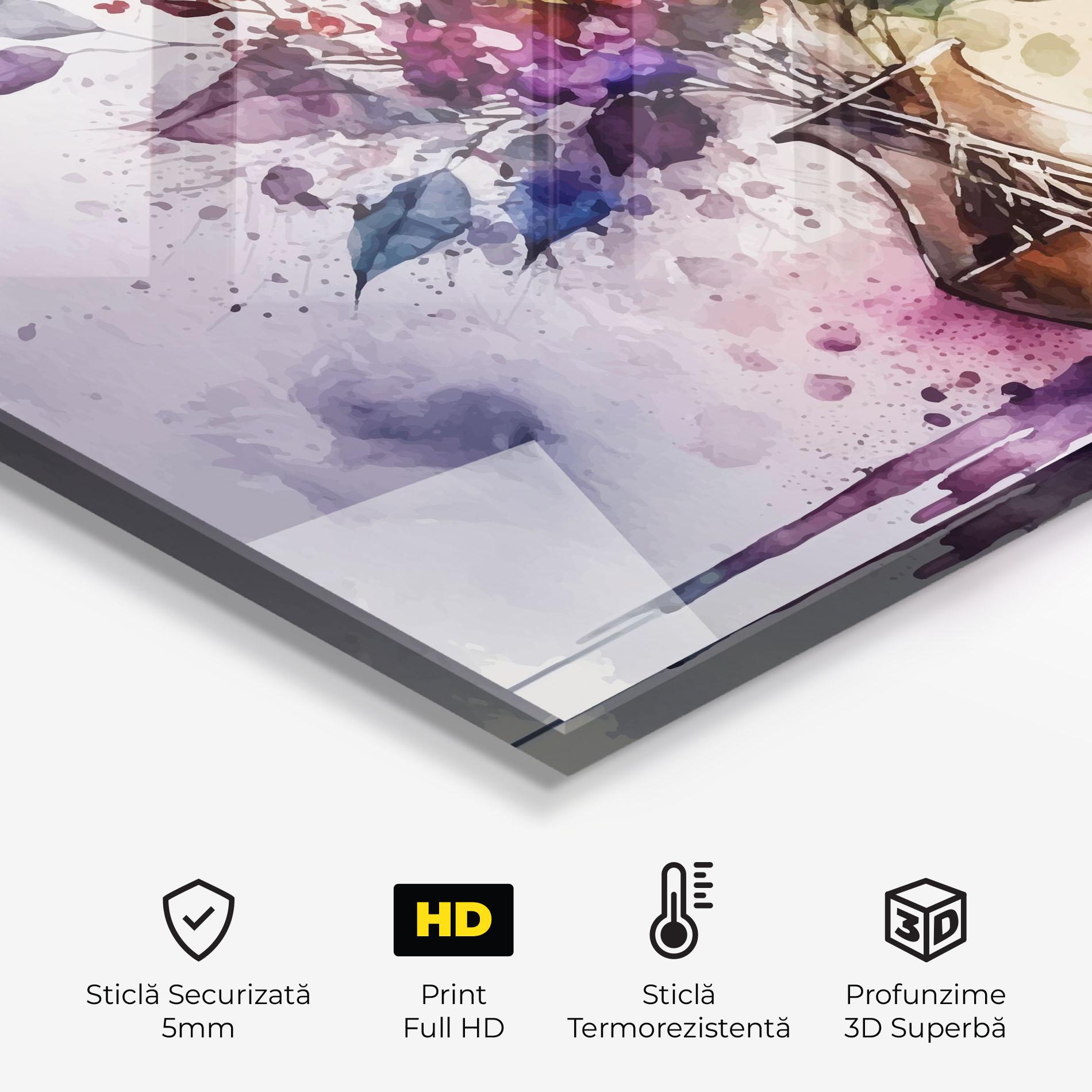 Panou Sticla Bucatarie Purple Orange Vase mockup 2