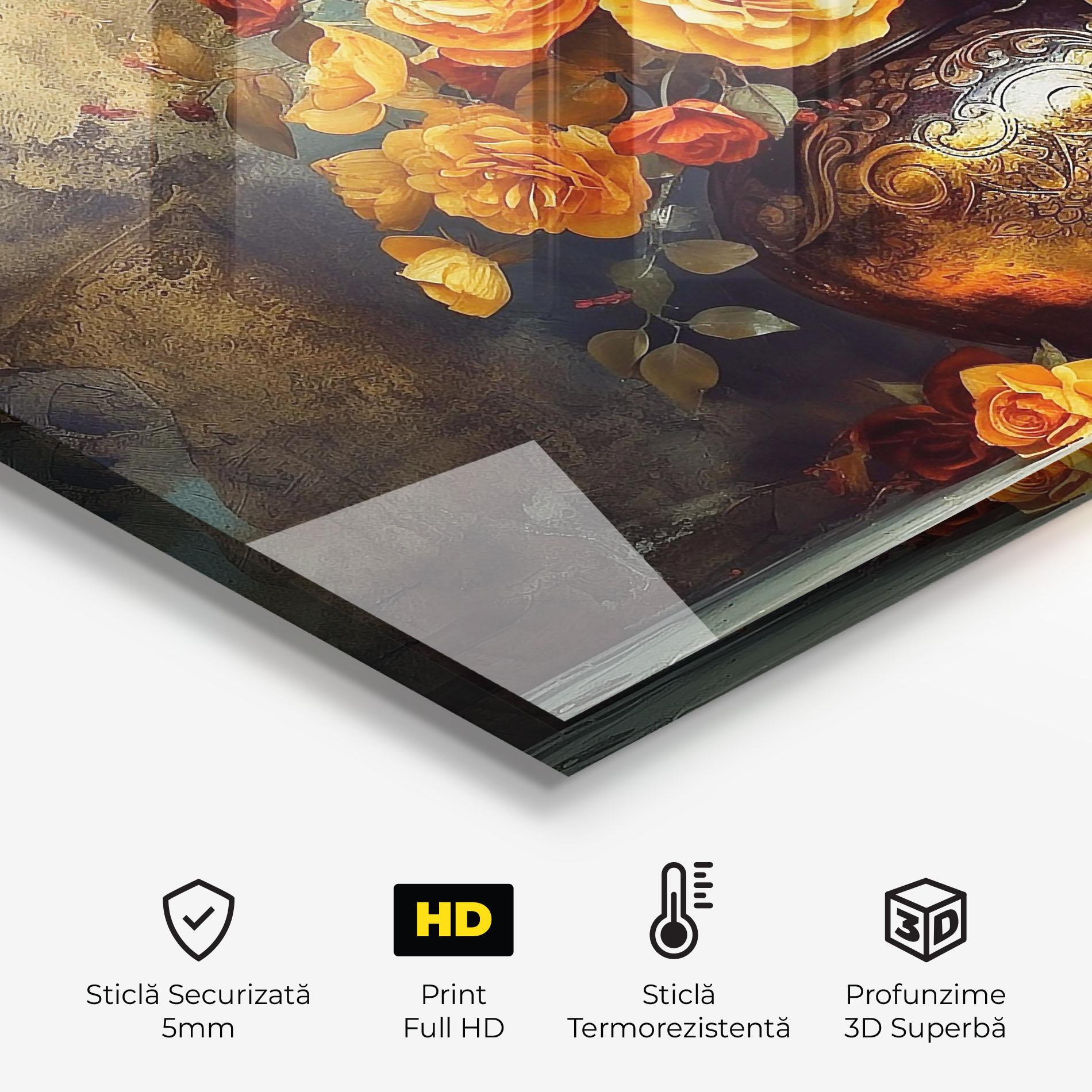 Panou Sticla Bucatarie Red Orange Flower Vase mockup 2