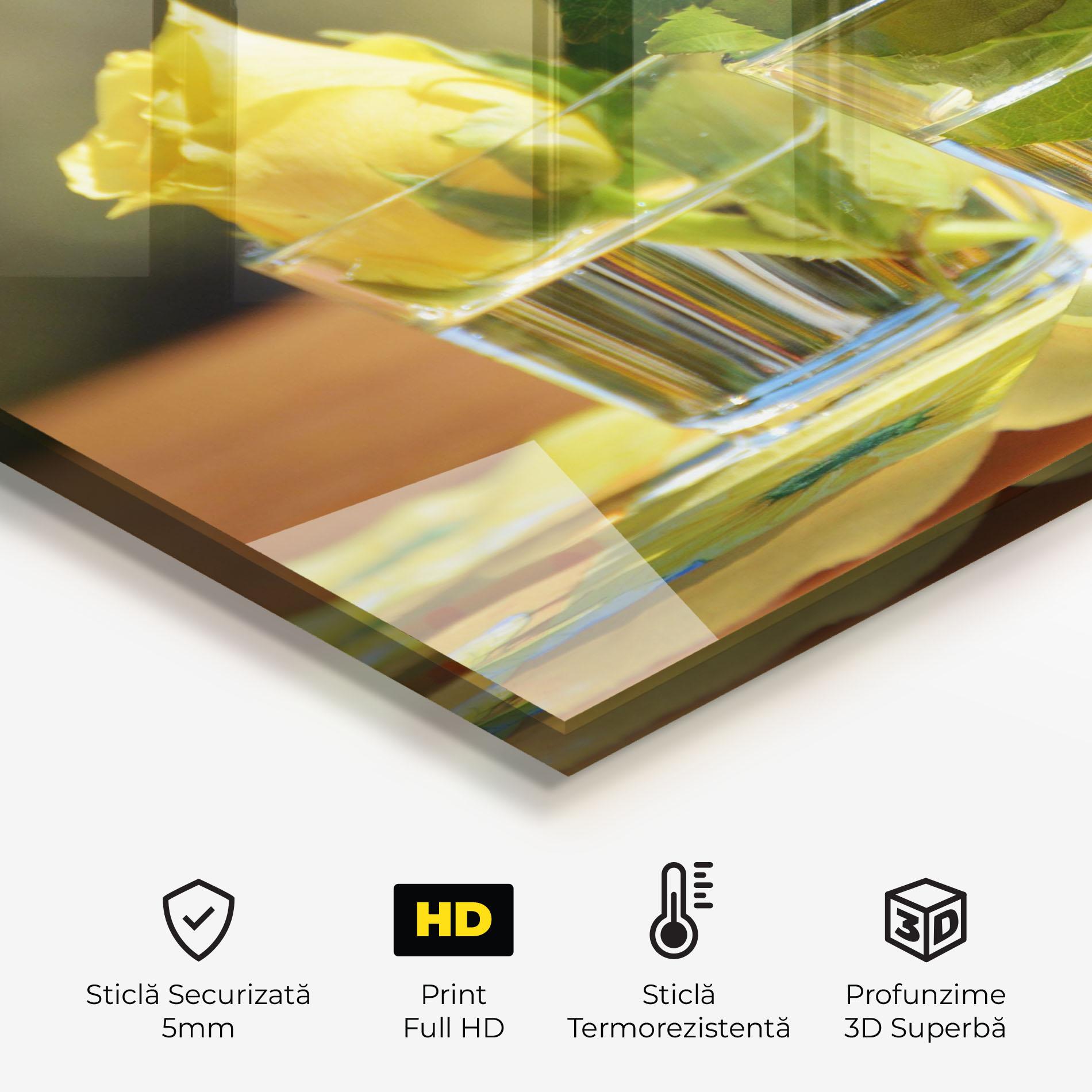 Panou Sticla Bucatarie Rose Yellow Vase mockup 2