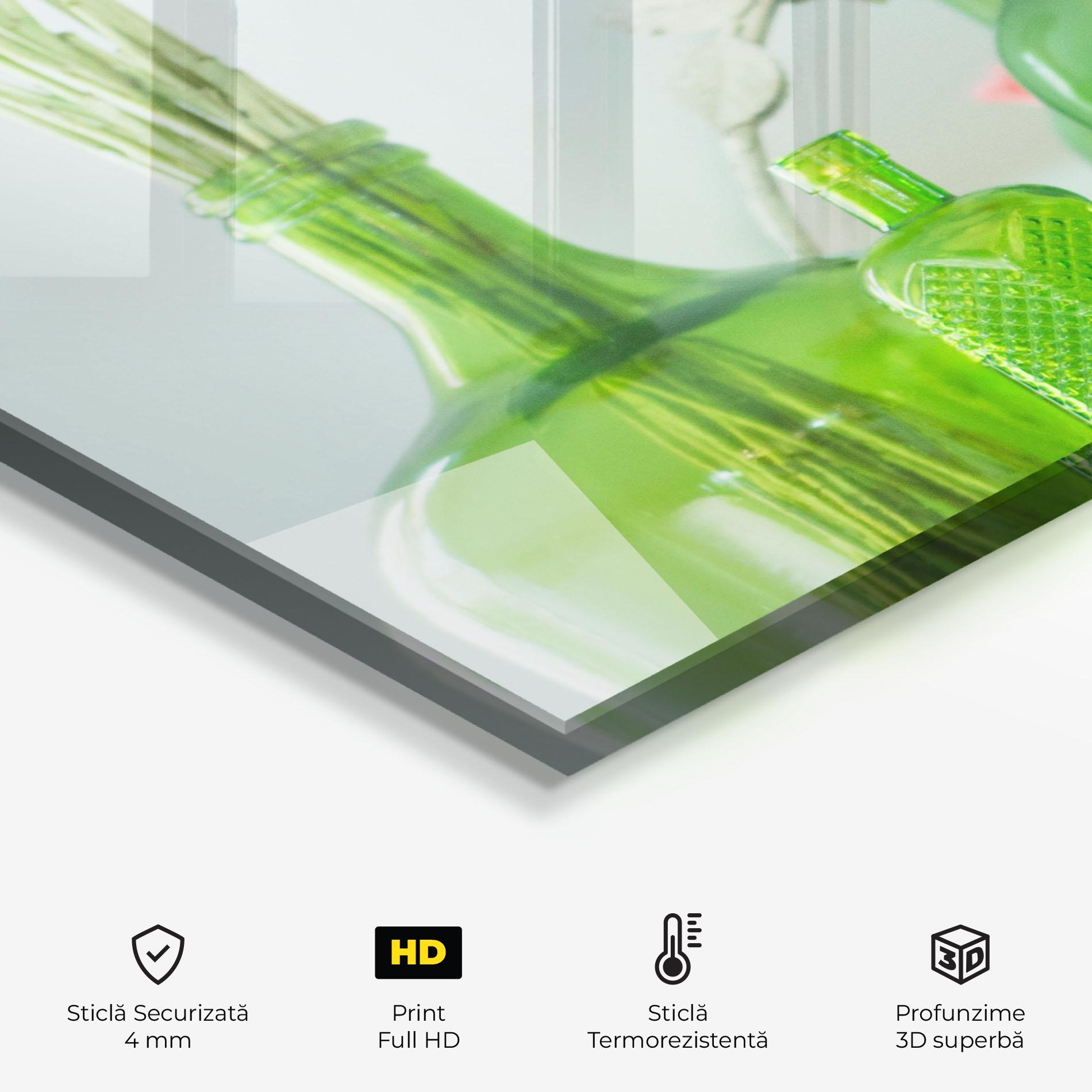 Panou Sticla Bucatarie Green Vase Flowers mockup 2