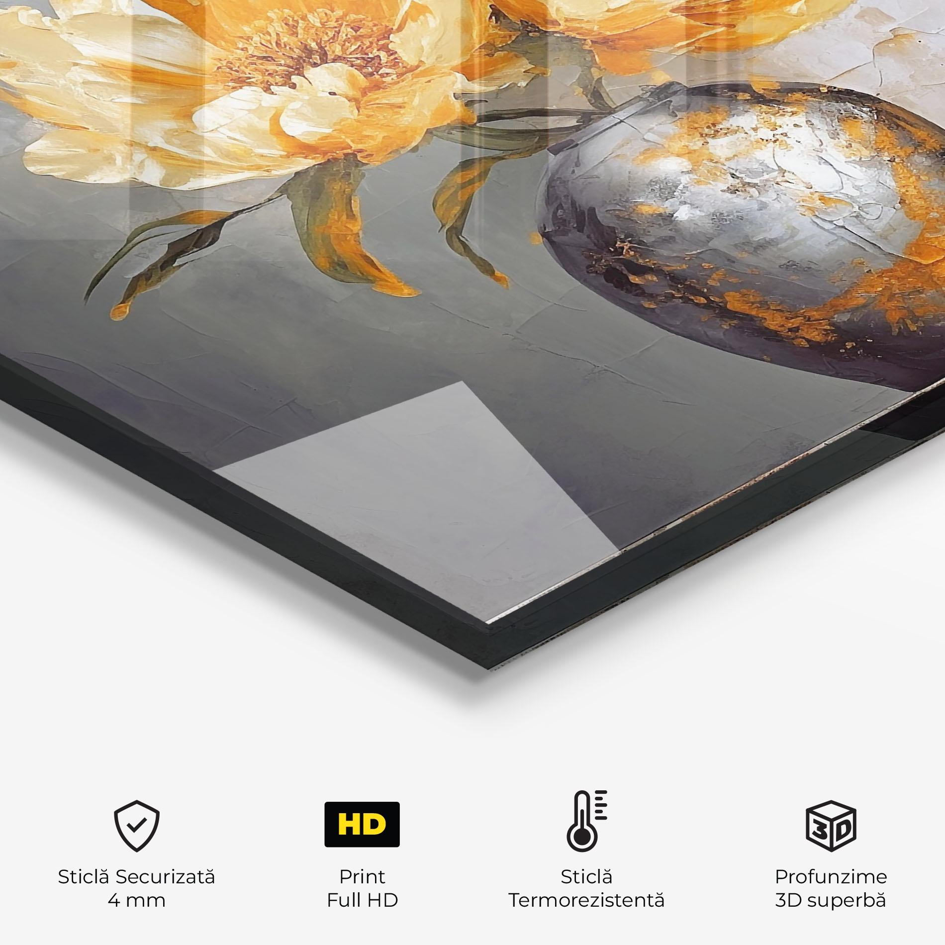 Panou Sticla Bucatarie Grey Painting Vase mockup 2