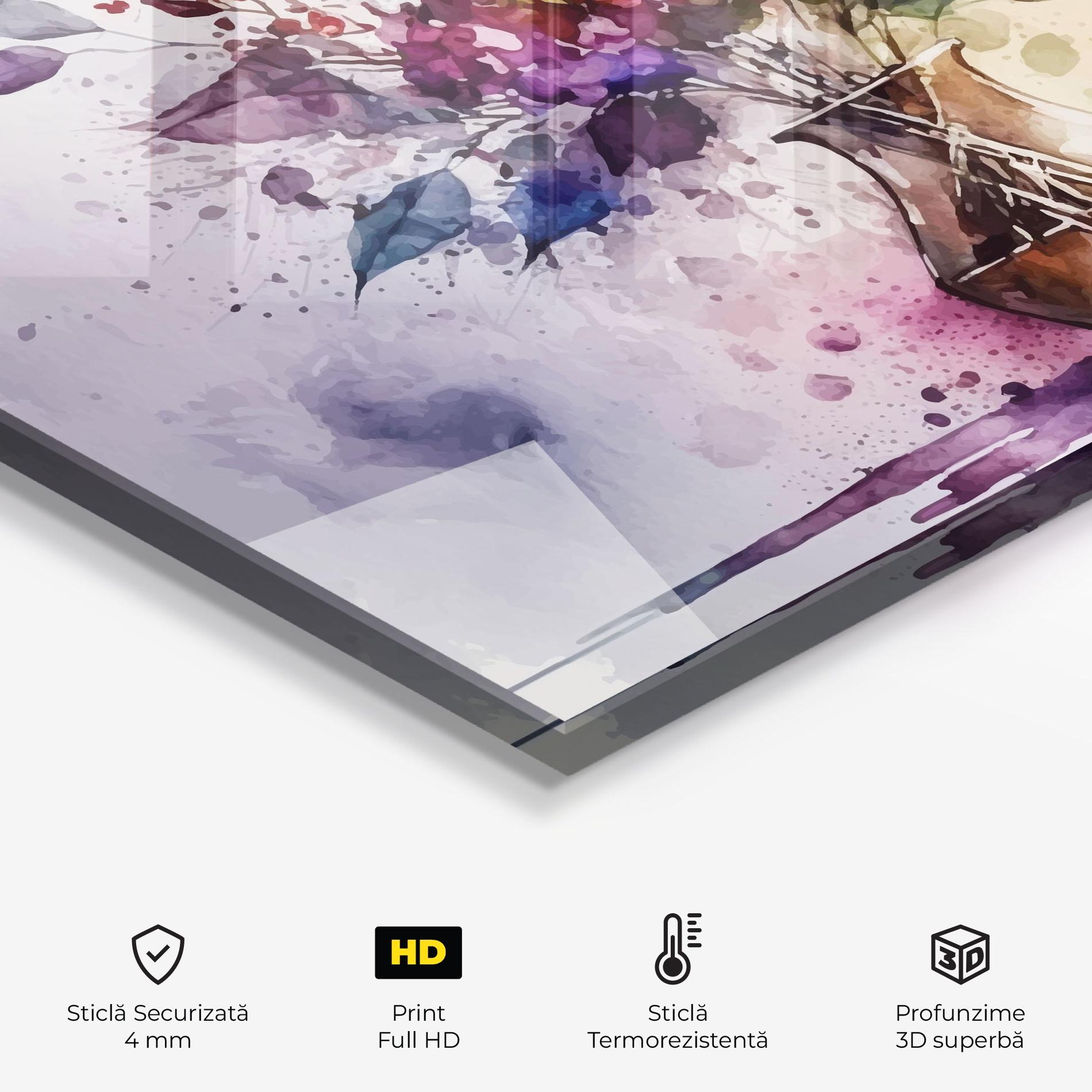 Panou Sticla Bucatarie Purple Orange Vase mockup 2