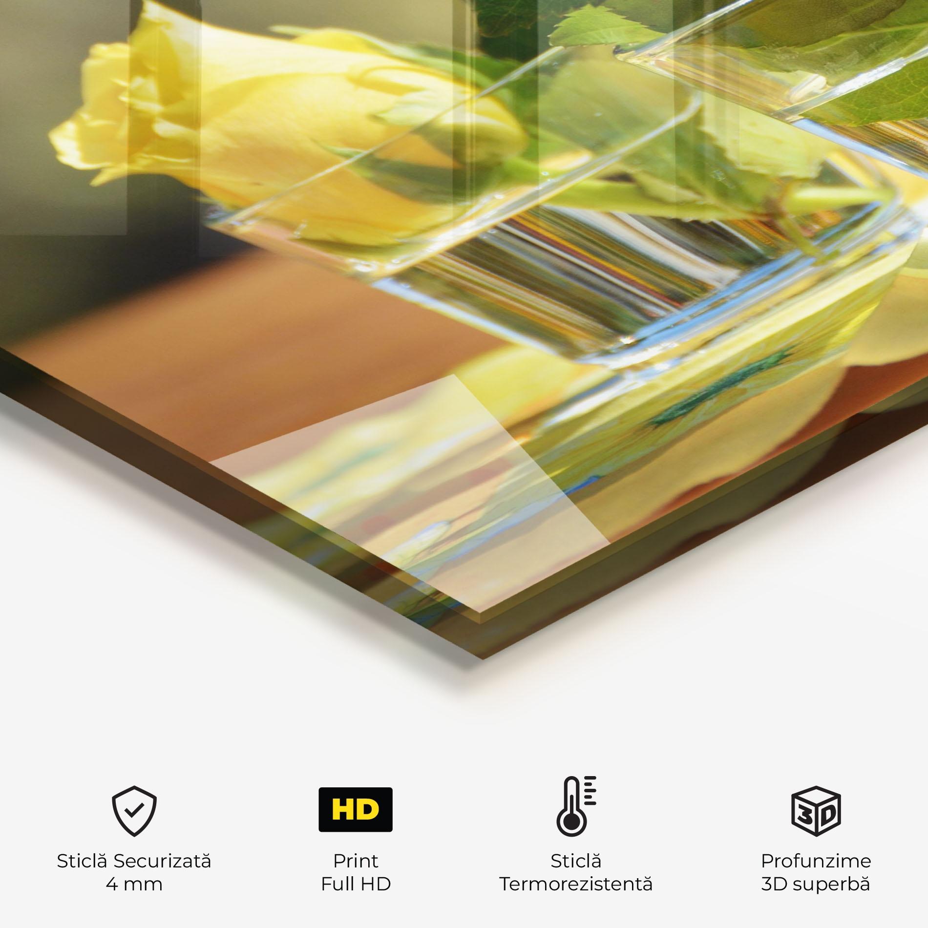 Panou Sticla Bucatarie Rose Yellow Vase mockup 2