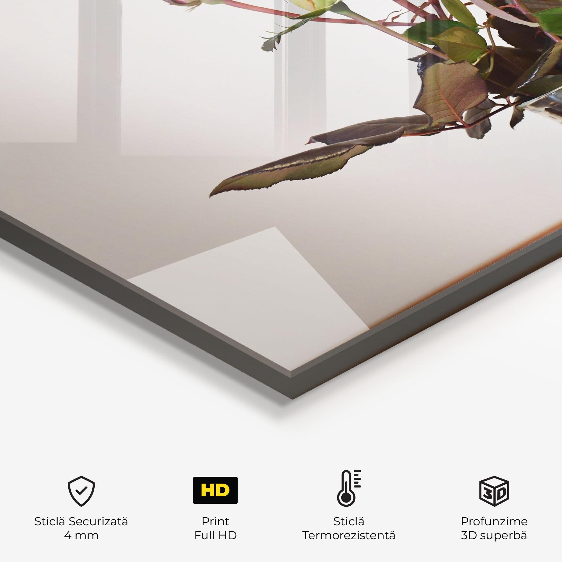 Panou Sticla Bucatarie Roses Vase mockup 2