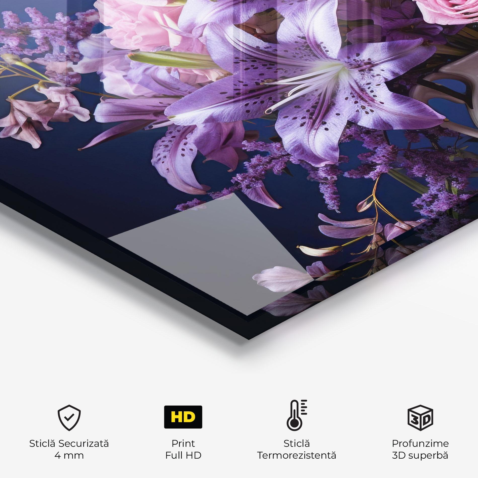 Panou Sticla Bucatarie Vase Purple Flower mockup 2