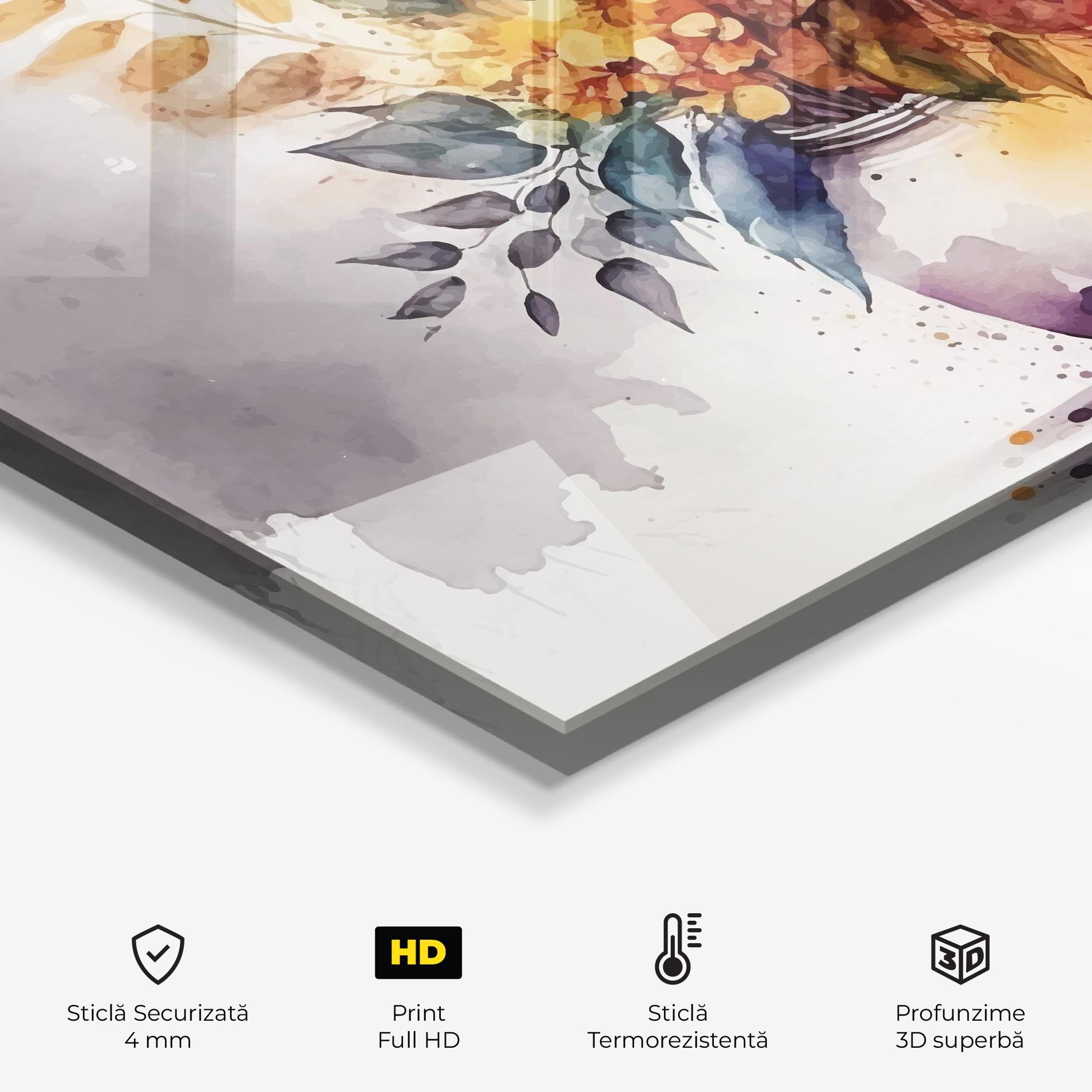 Panou Sticla Bucatarie Yellow Purple Vase mockup 2