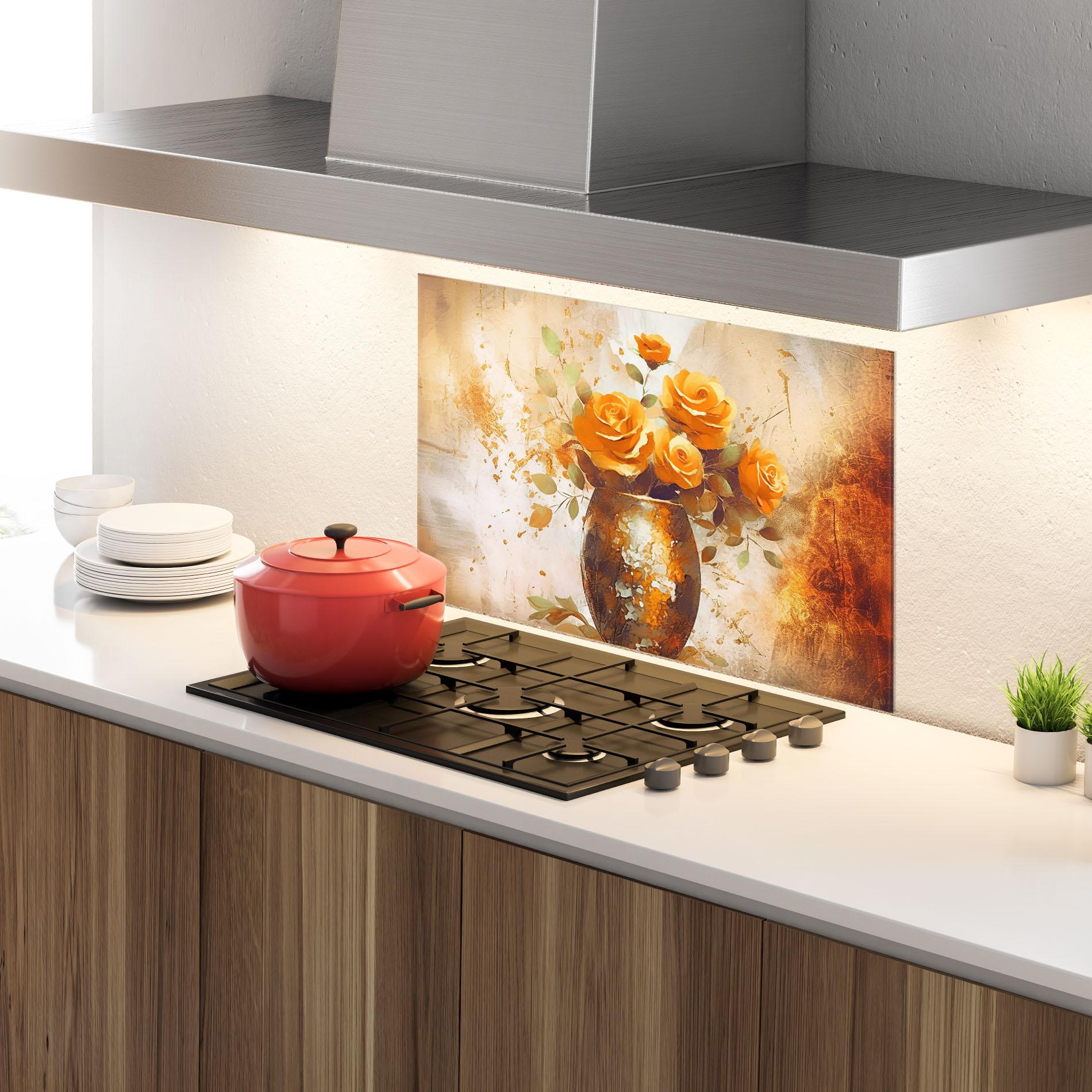 Panou Sticla Bucatarie Brown Vase Art mockup 4