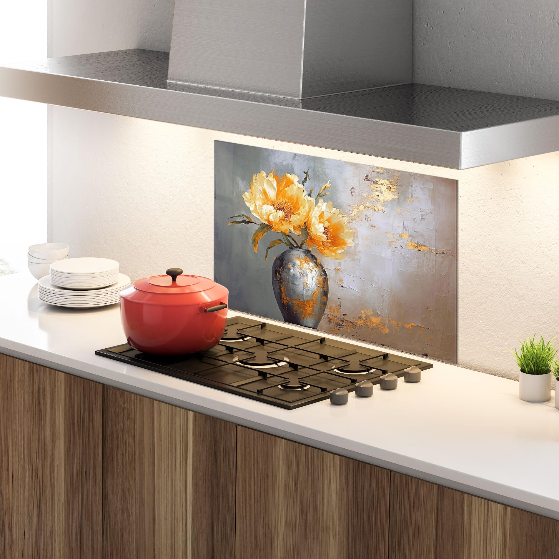 Panou Sticla Bucatarie Grey Painting Vase mockup 4