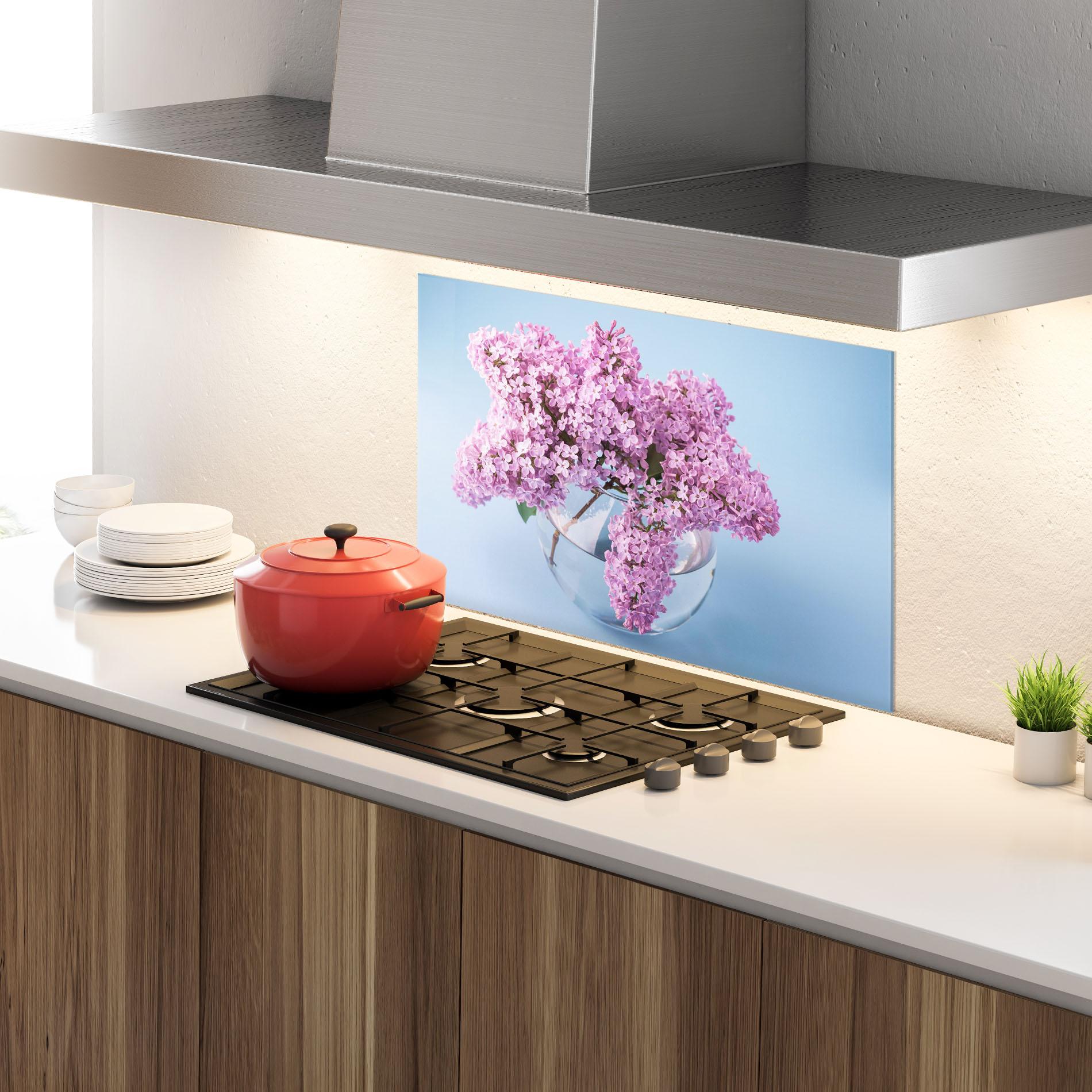 Panou Sticla Bucatarie Lilac Flower mockup 4