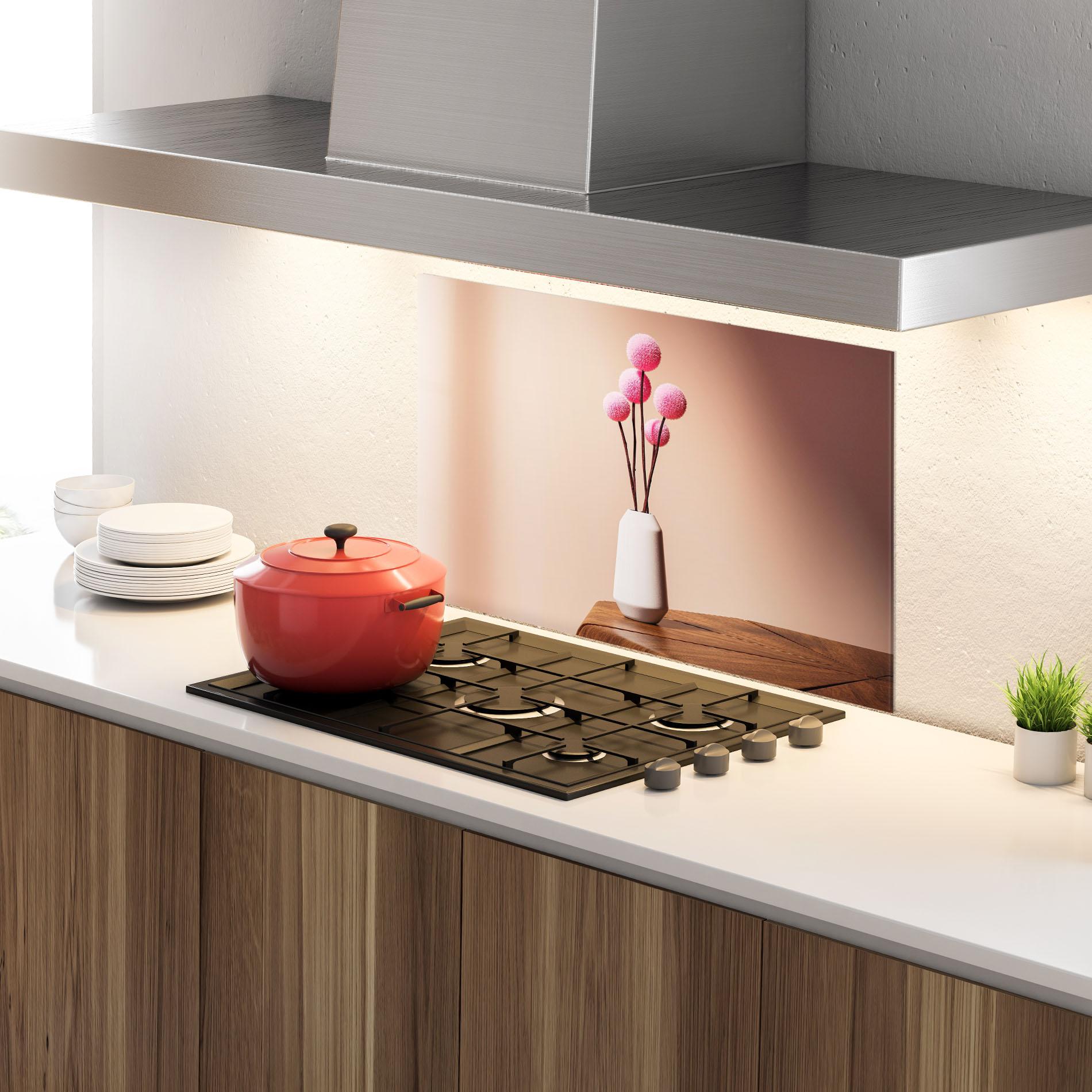 Panou Sticla Bucatarie Pink Circle Vase mockup 4