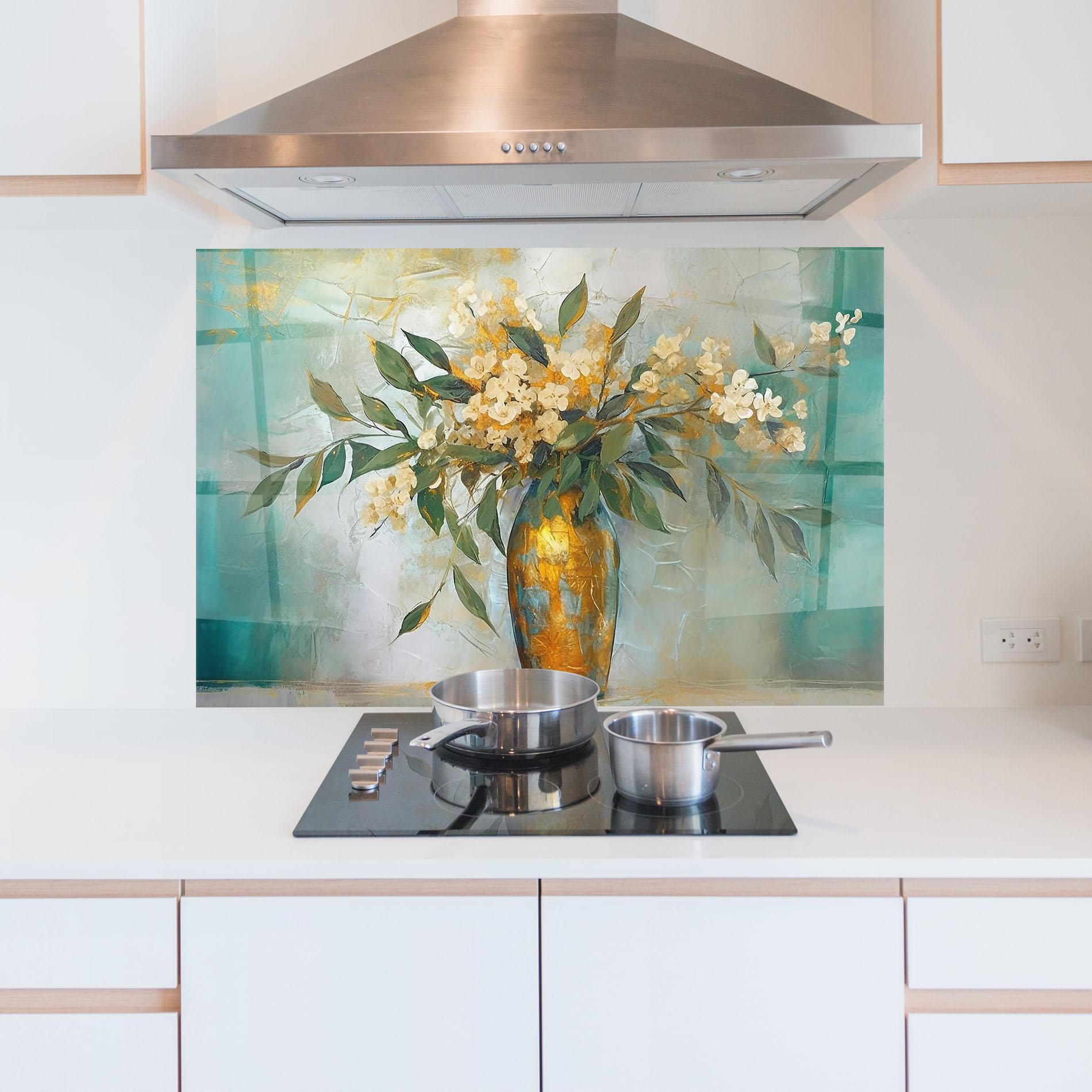 Panou Sticla Bucatarie Abstract Vase Art mockup 5