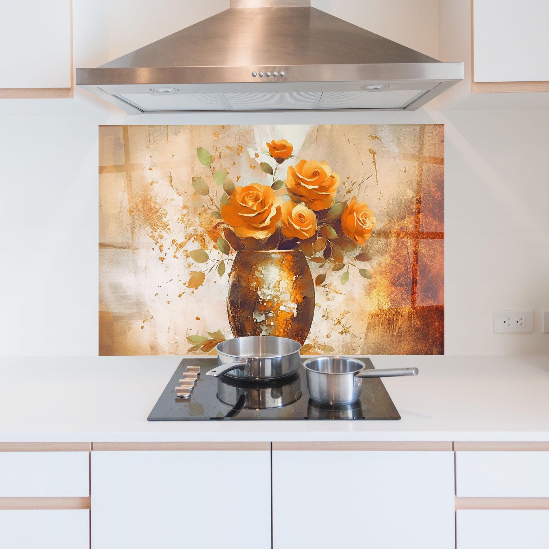 Panou Sticla Bucatarie Brown Vase Art mockup 5