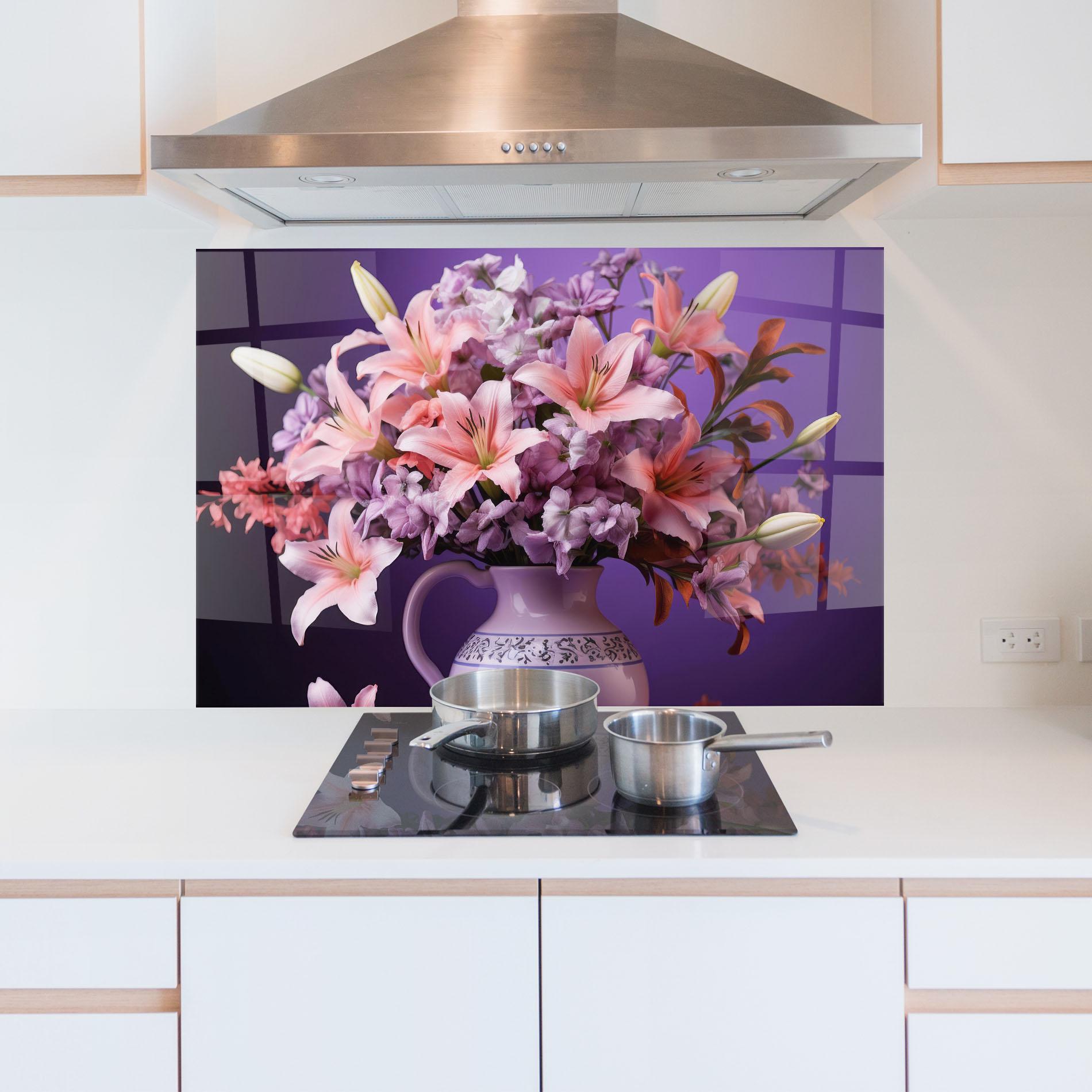 Panou Sticla Bucatarie Cute Purple Vase mockup 5