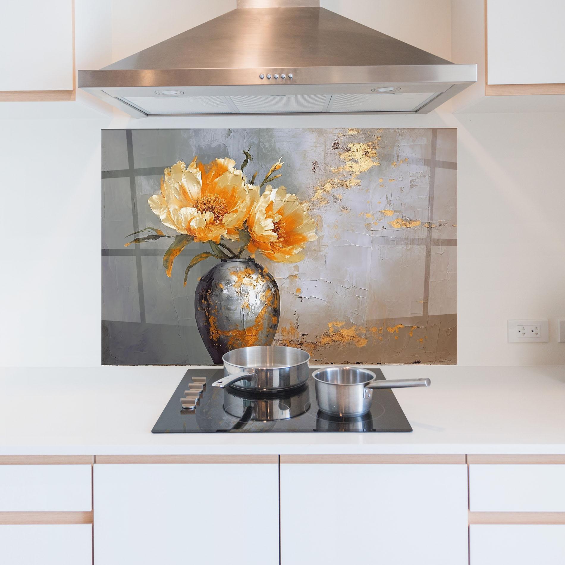 Panou Sticla Bucatarie Grey Painting Vase mockup 5