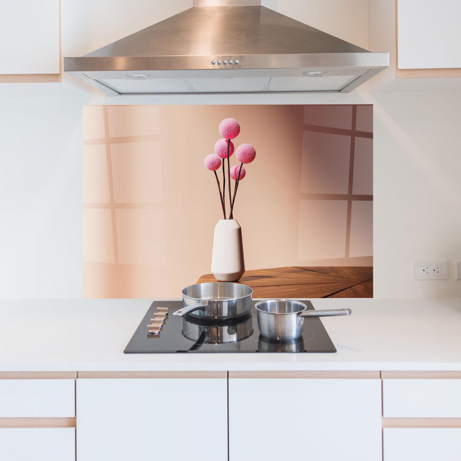 Panou Sticla Bucatarie Pink Circle Vase mockup 5