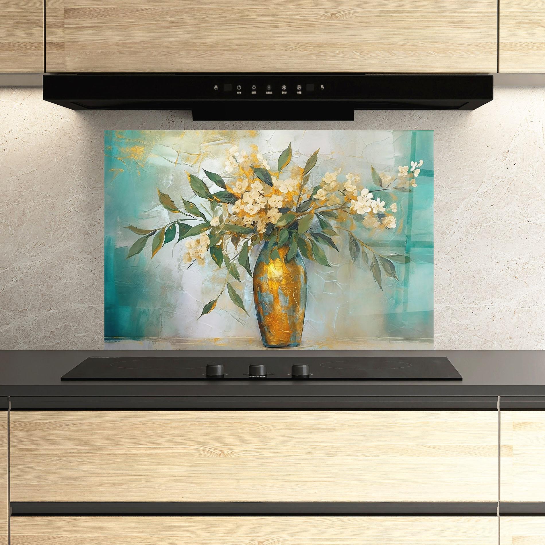 Panou Sticla Bucatarie Abstract Vase Art mockup 3