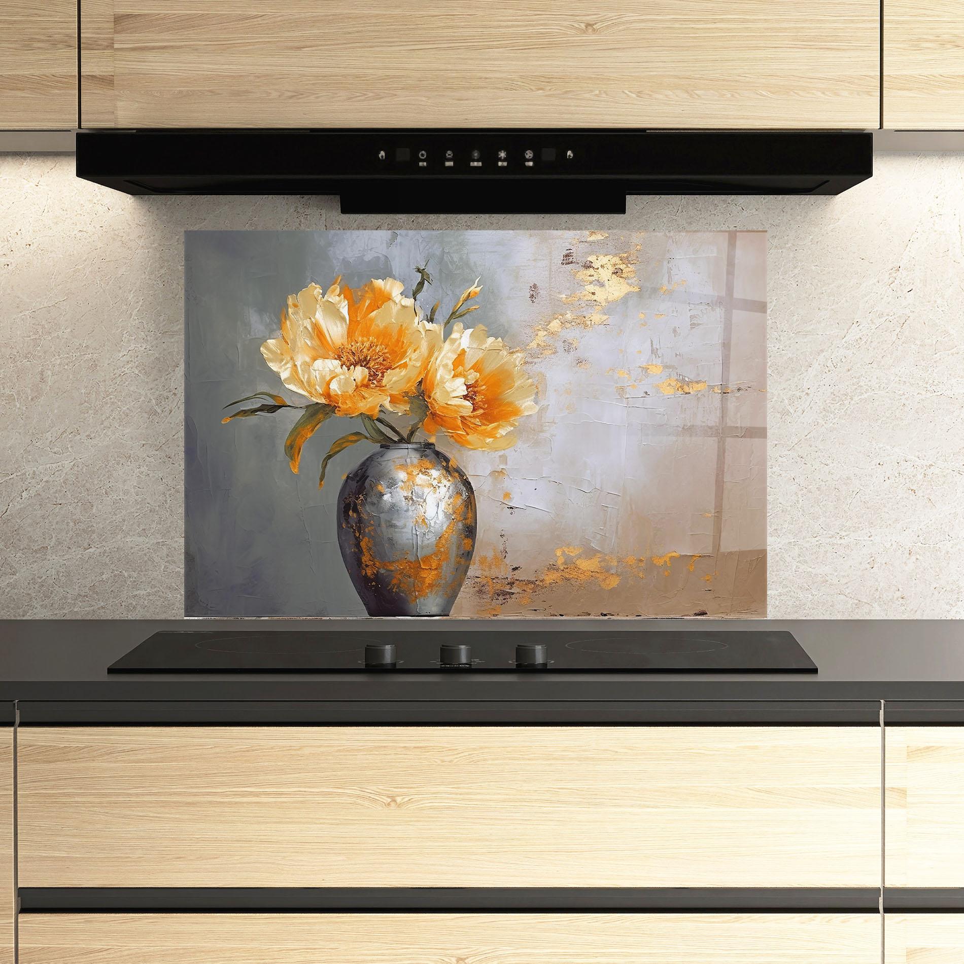 Panou Sticla Bucatarie Grey Painting Vase mockup 3