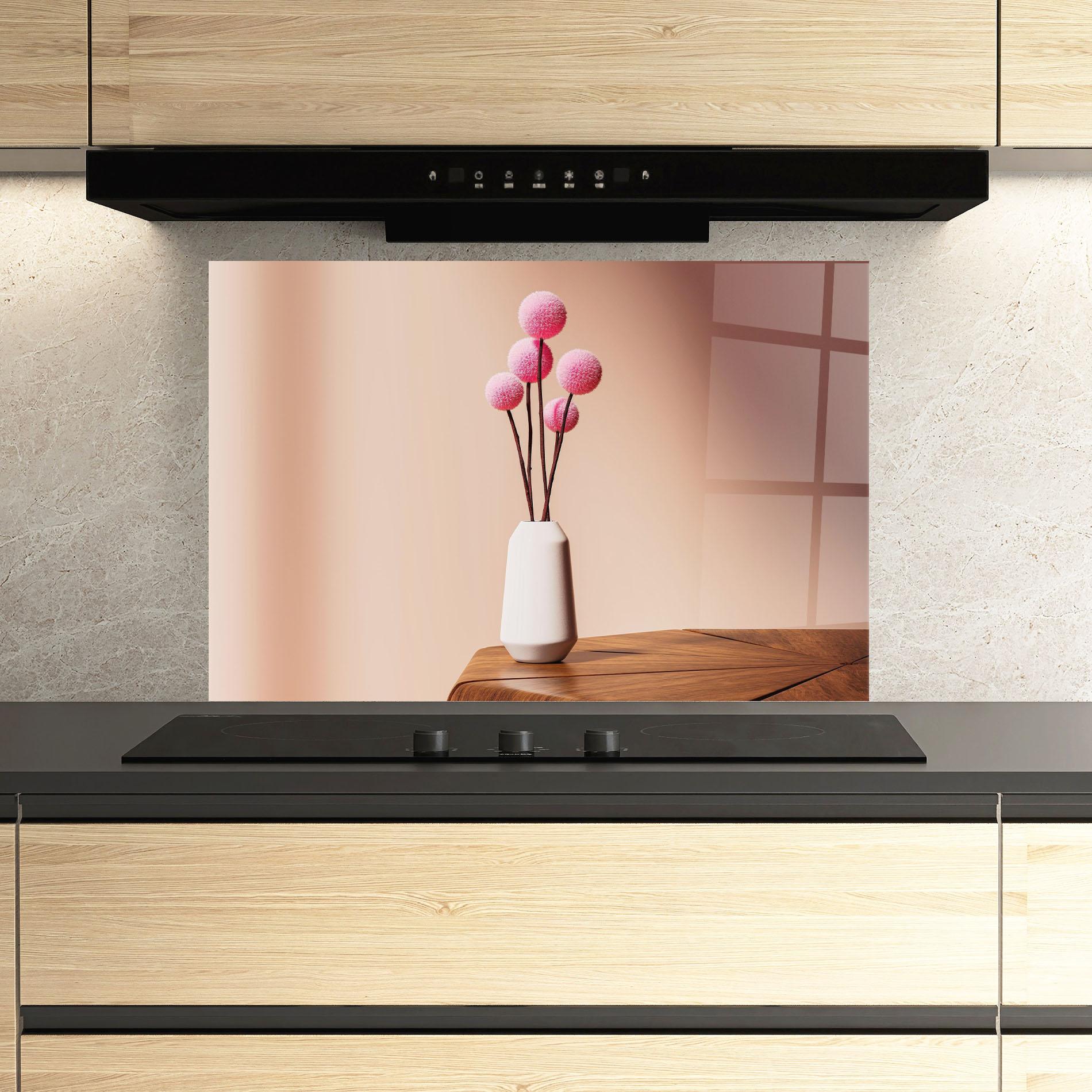 Panou Sticla Bucatarie Pink Circle Vase mockup 3