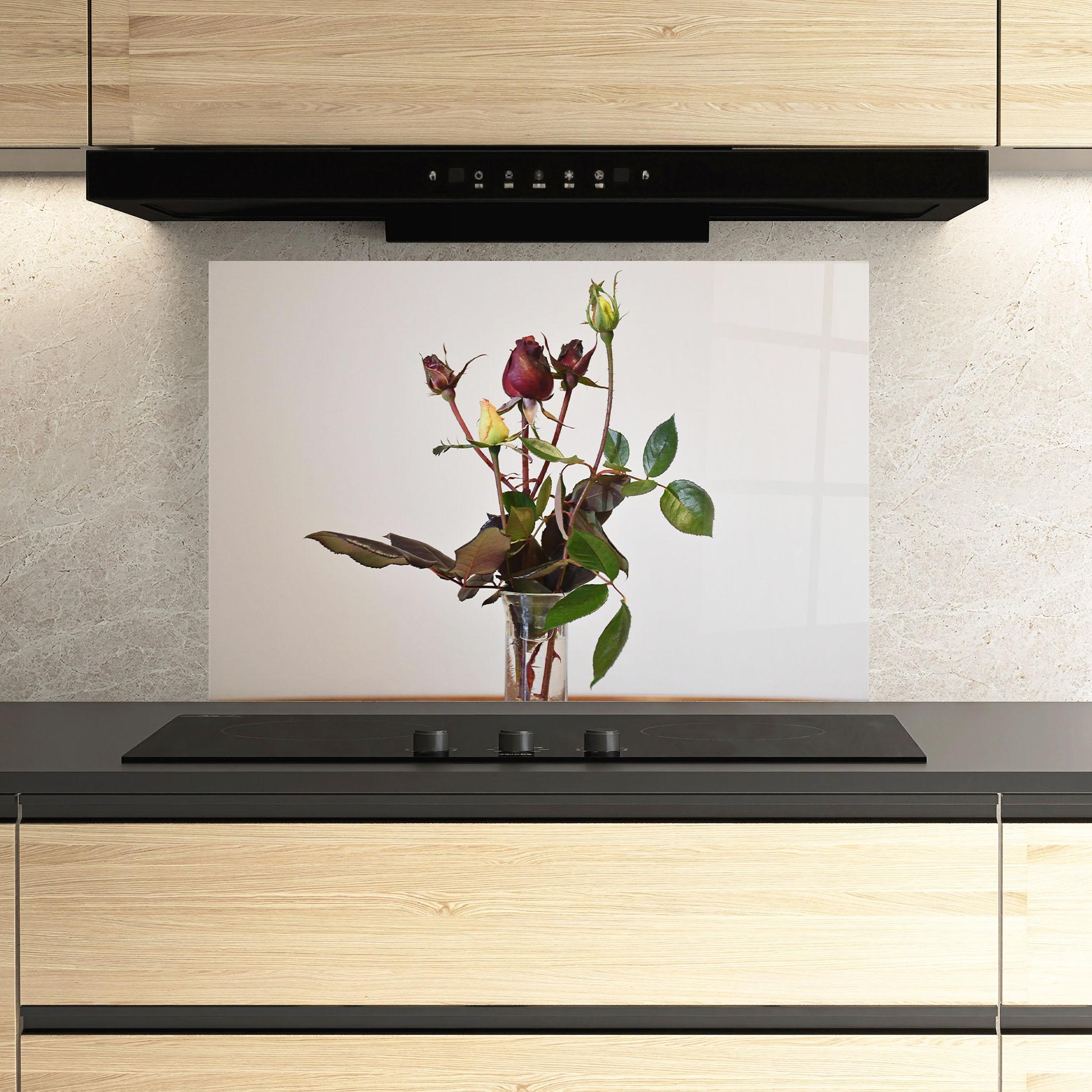 Panou Sticla Bucatarie Roses Vase mockup 3