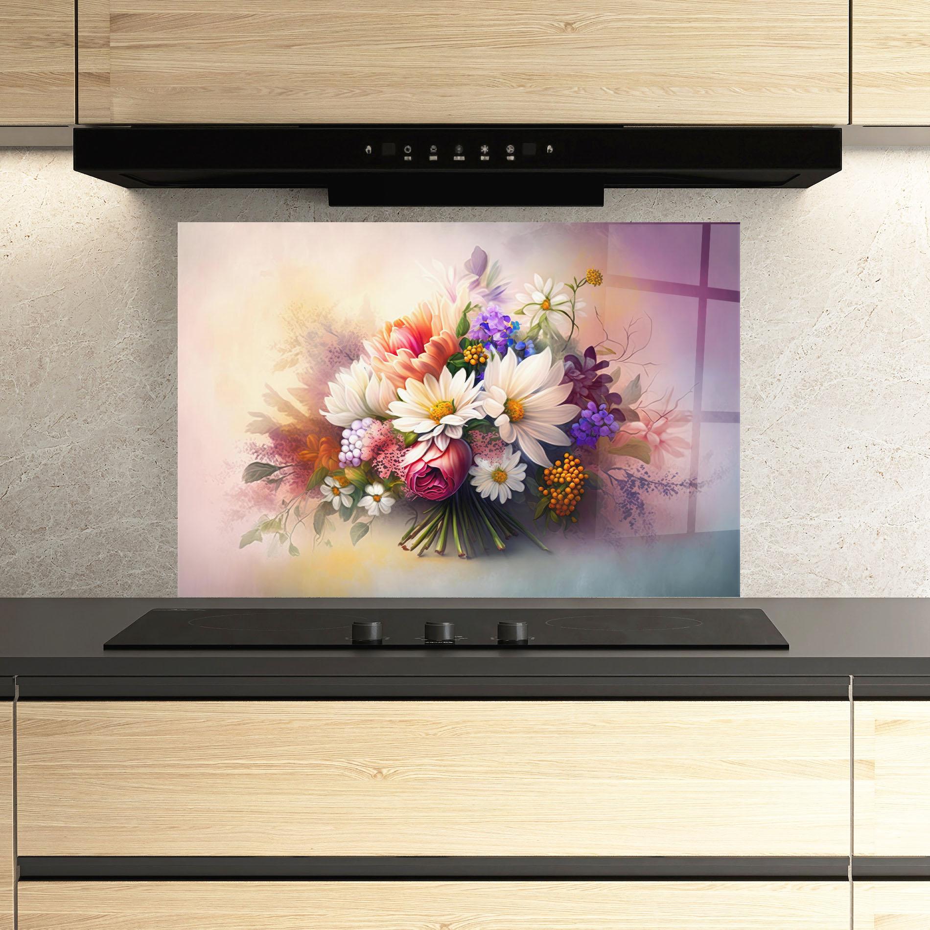 Panou Sticla Bucatarie Vecteezy_ai Generated Bouquet Of Fresh Spring Flowers On Light_23373362_865 mockup 3