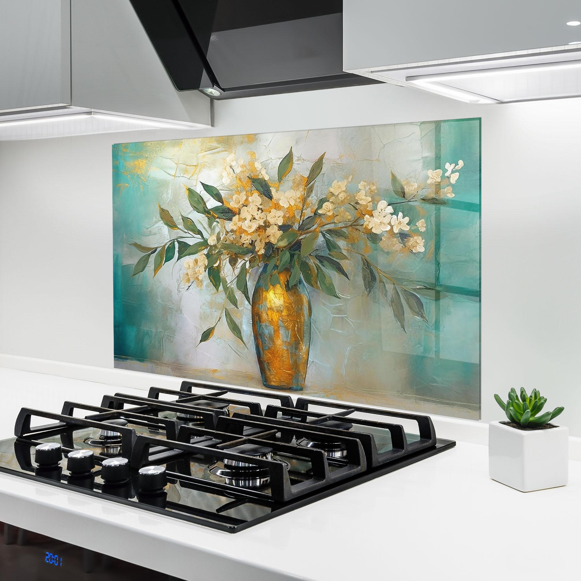 Panou Sticla Bucatarie Abstract Vase Art mockup 6