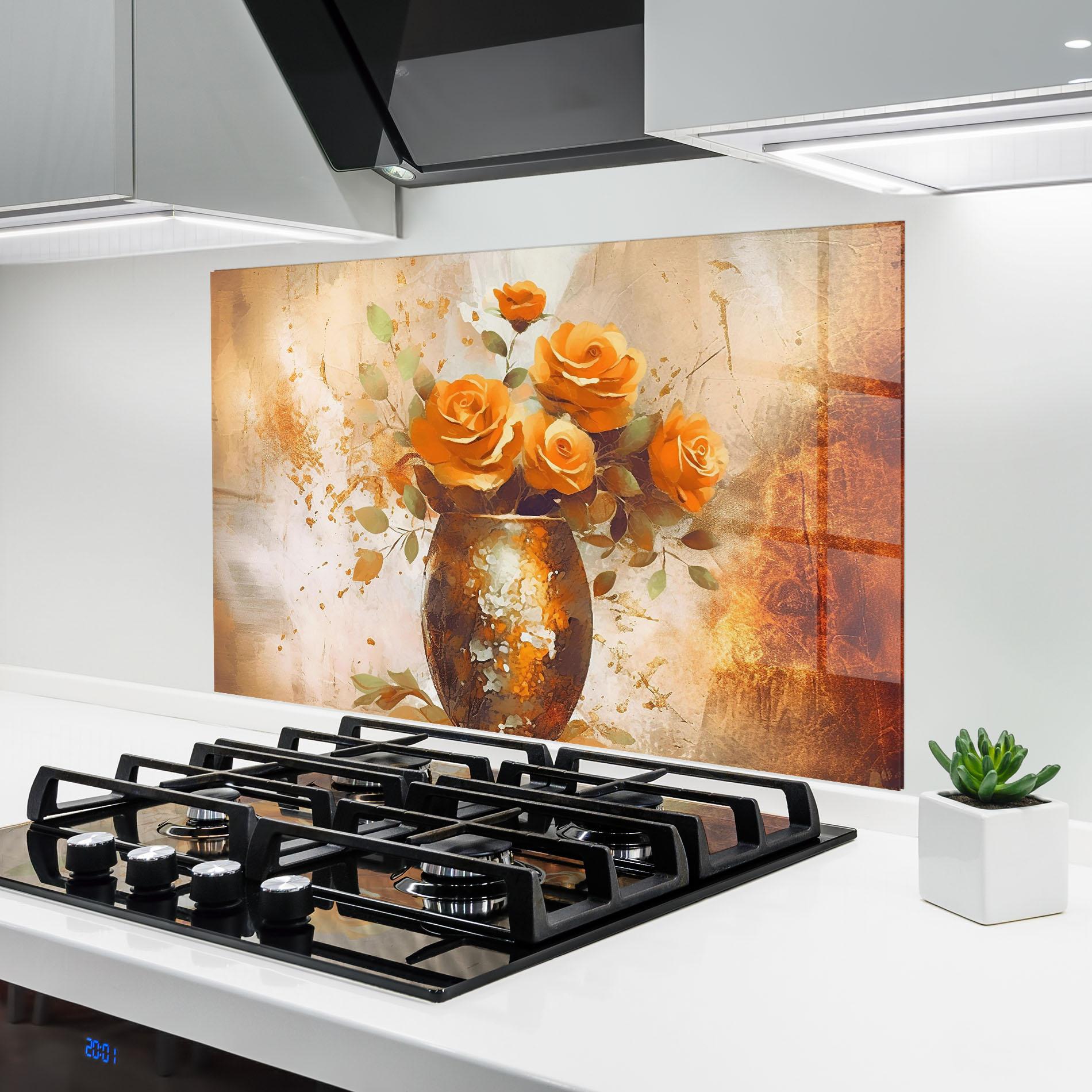 Panou Sticla Bucatarie Brown Vase Art mockup 6