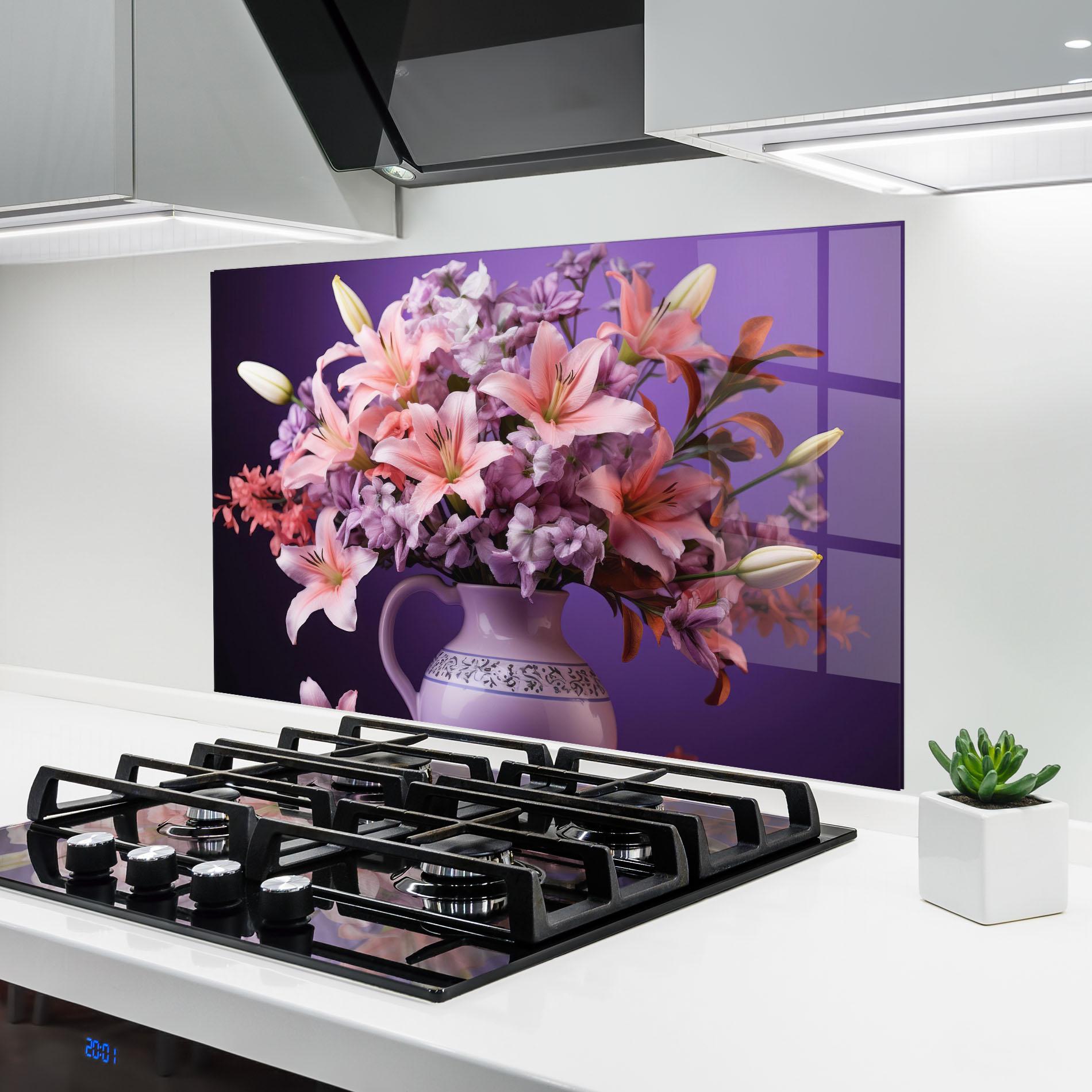Panou Sticla Bucatarie Cute Purple Vase mockup 6
