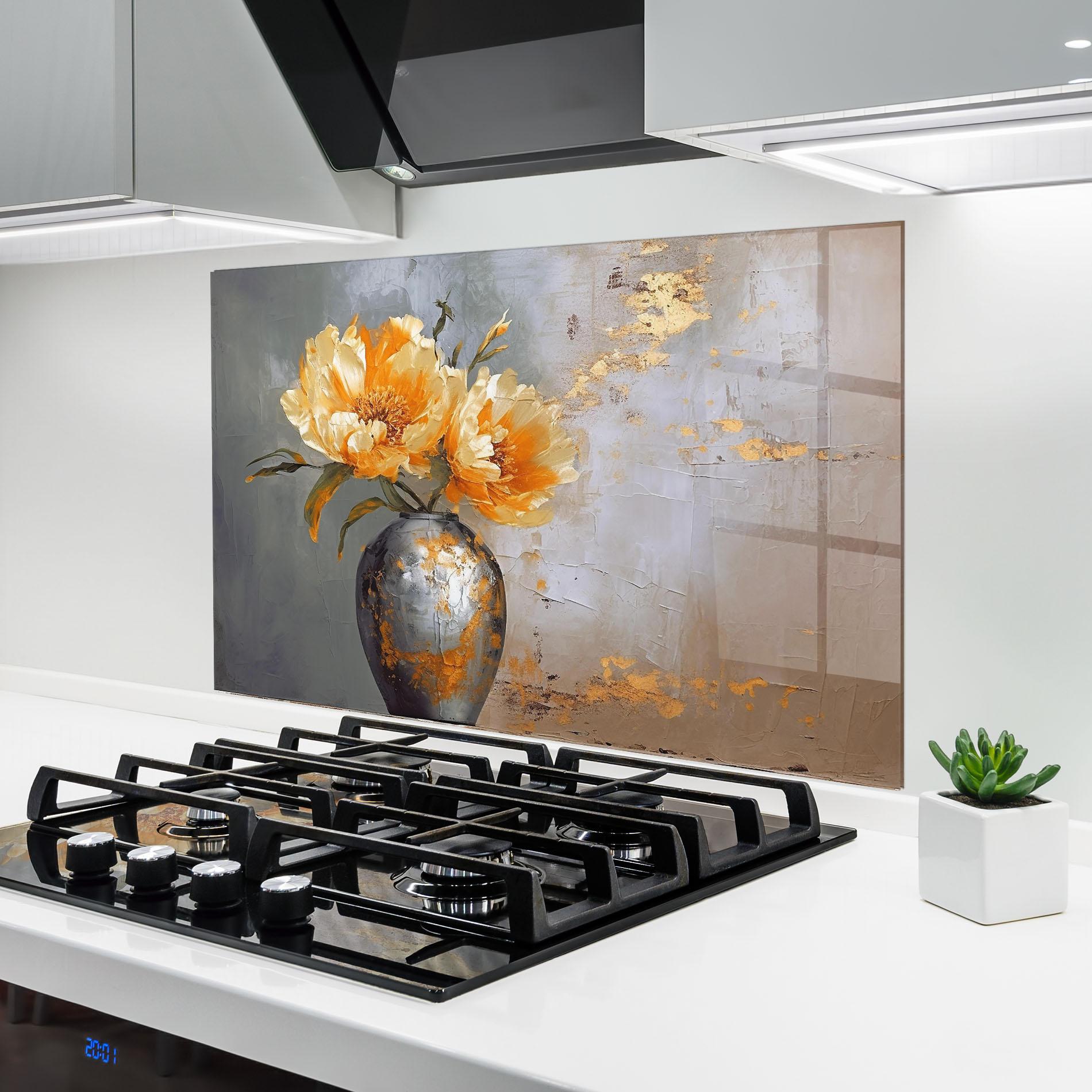 Panou Sticla Bucatarie Grey Painting Vase mockup 6