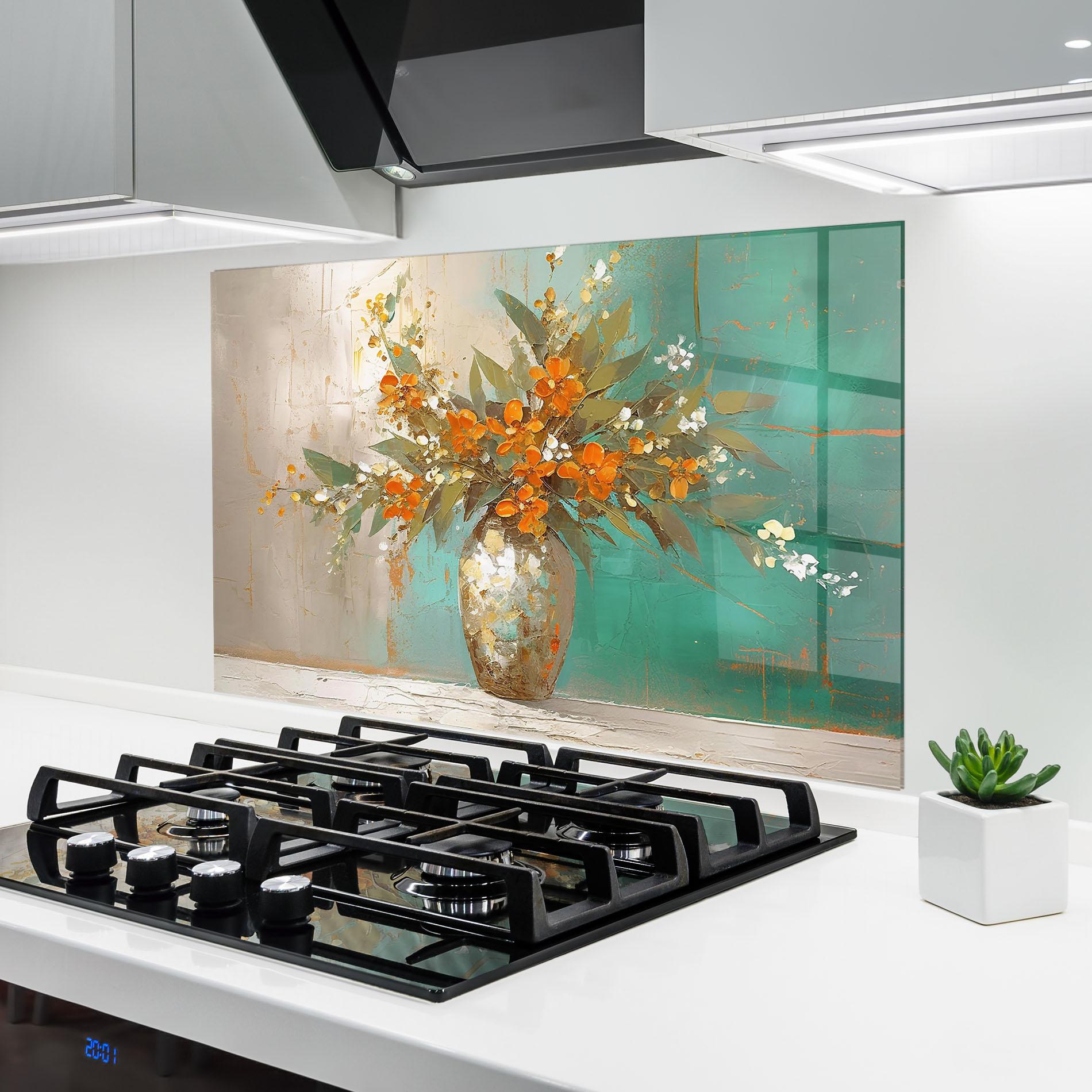 Panou Sticla Bucatarie Grey Vase Orange mockup 6