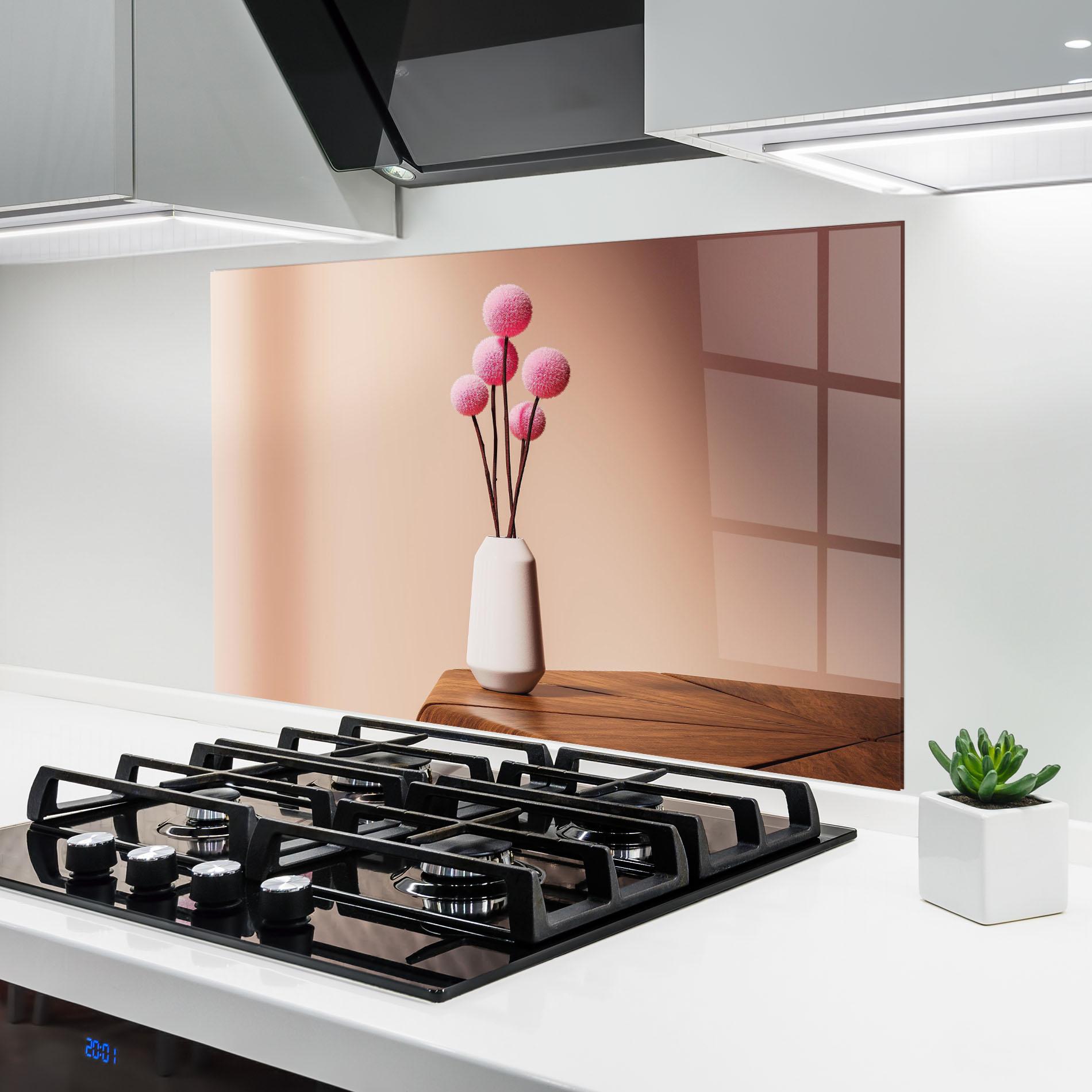 Panou Sticla Bucatarie Pink Circle Vase mockup 6