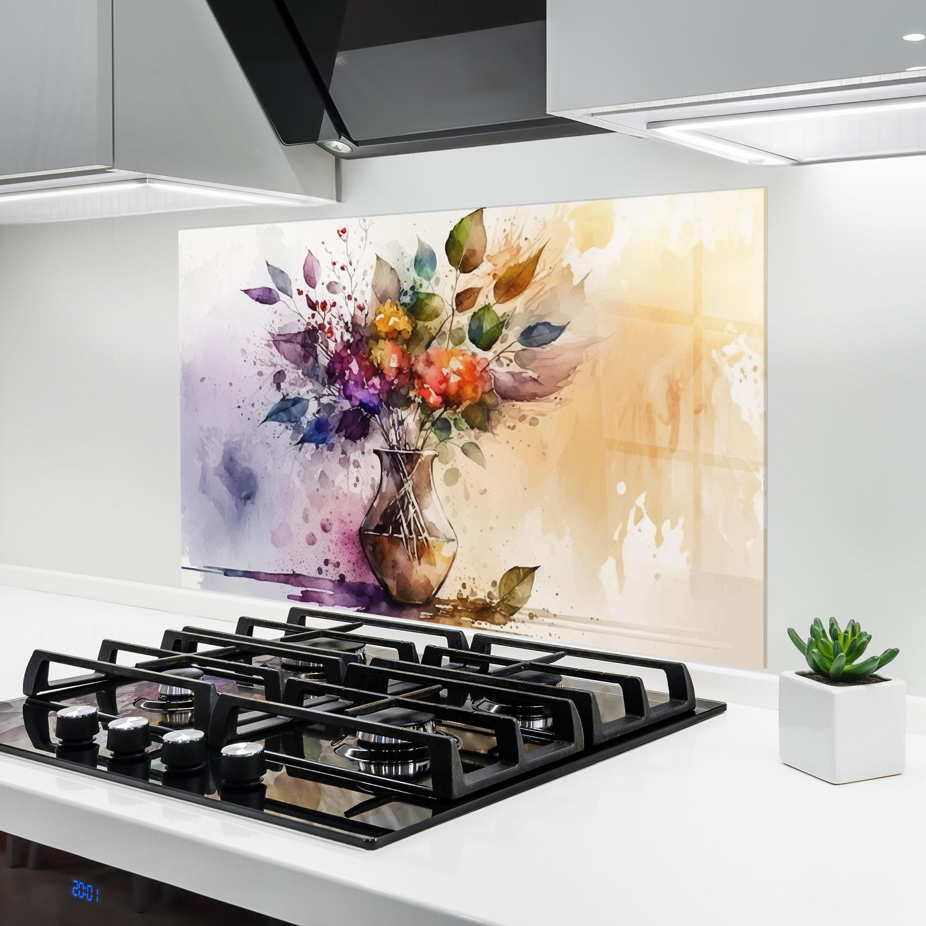 Panou Sticla Bucatarie Purple Orange Vase mockup 6