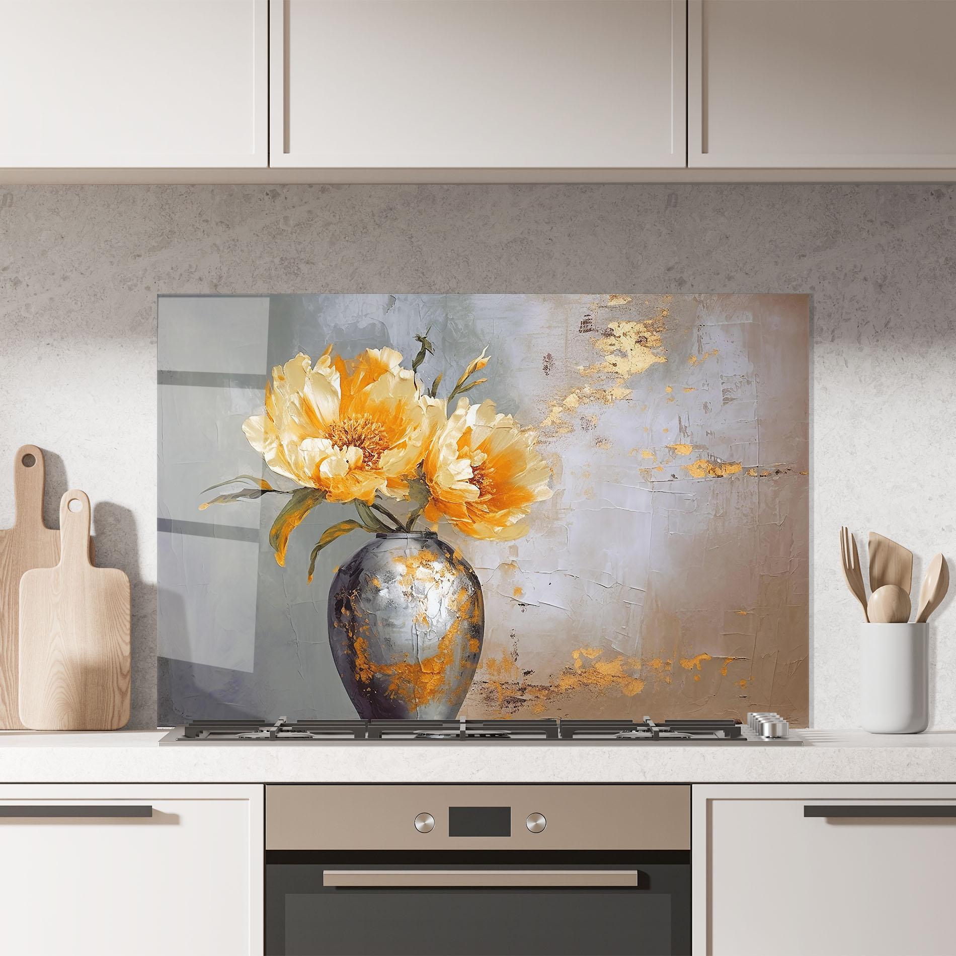 Panou Sticla Bucatarie Grey Painting Vase mockup 7