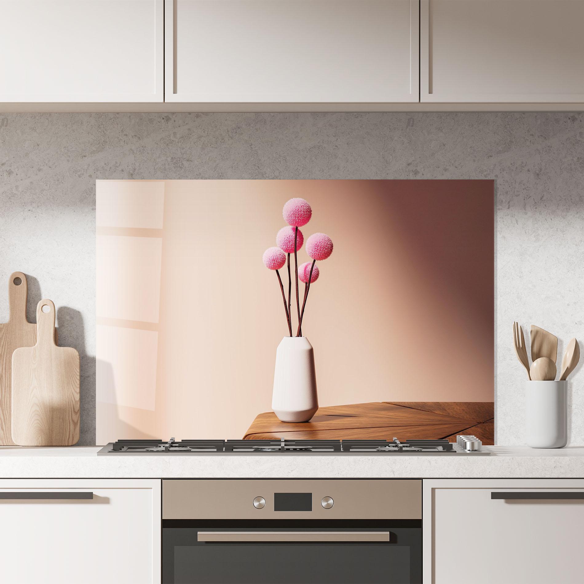 Panou Sticla Bucatarie Pink Circle Vase mockup 7