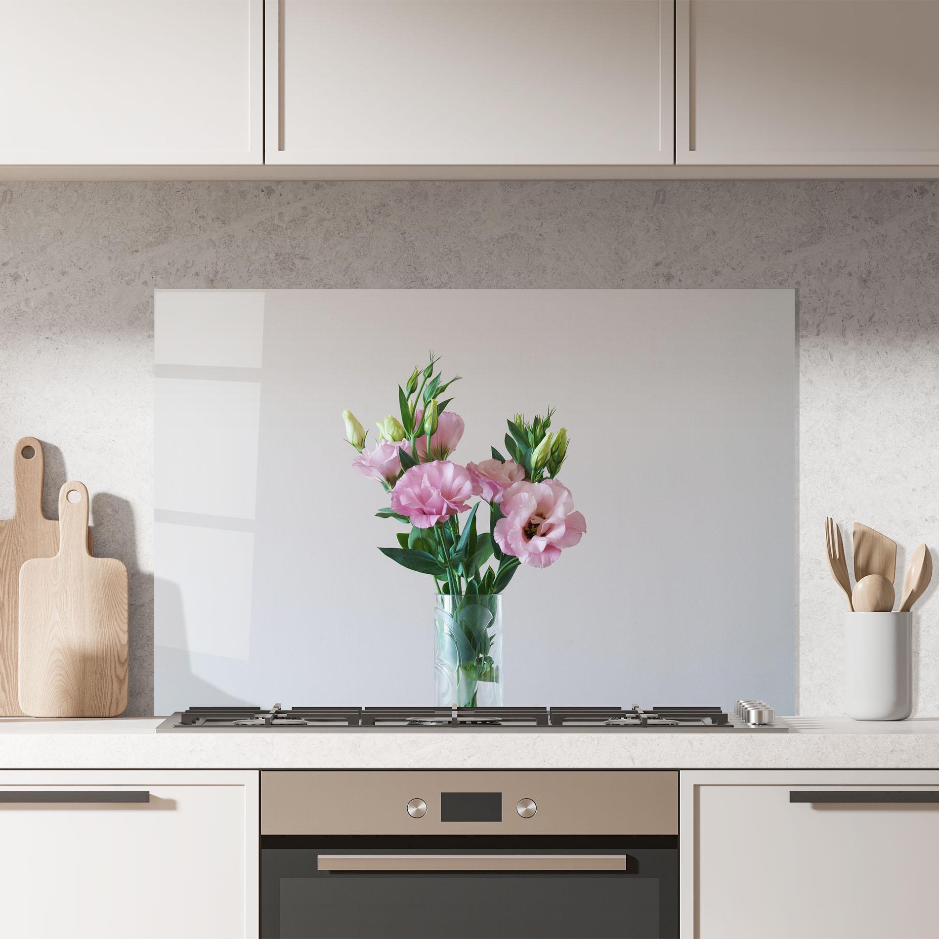 Panou Sticla Bucatarie Pretty Pink Flower Vase mockup 7